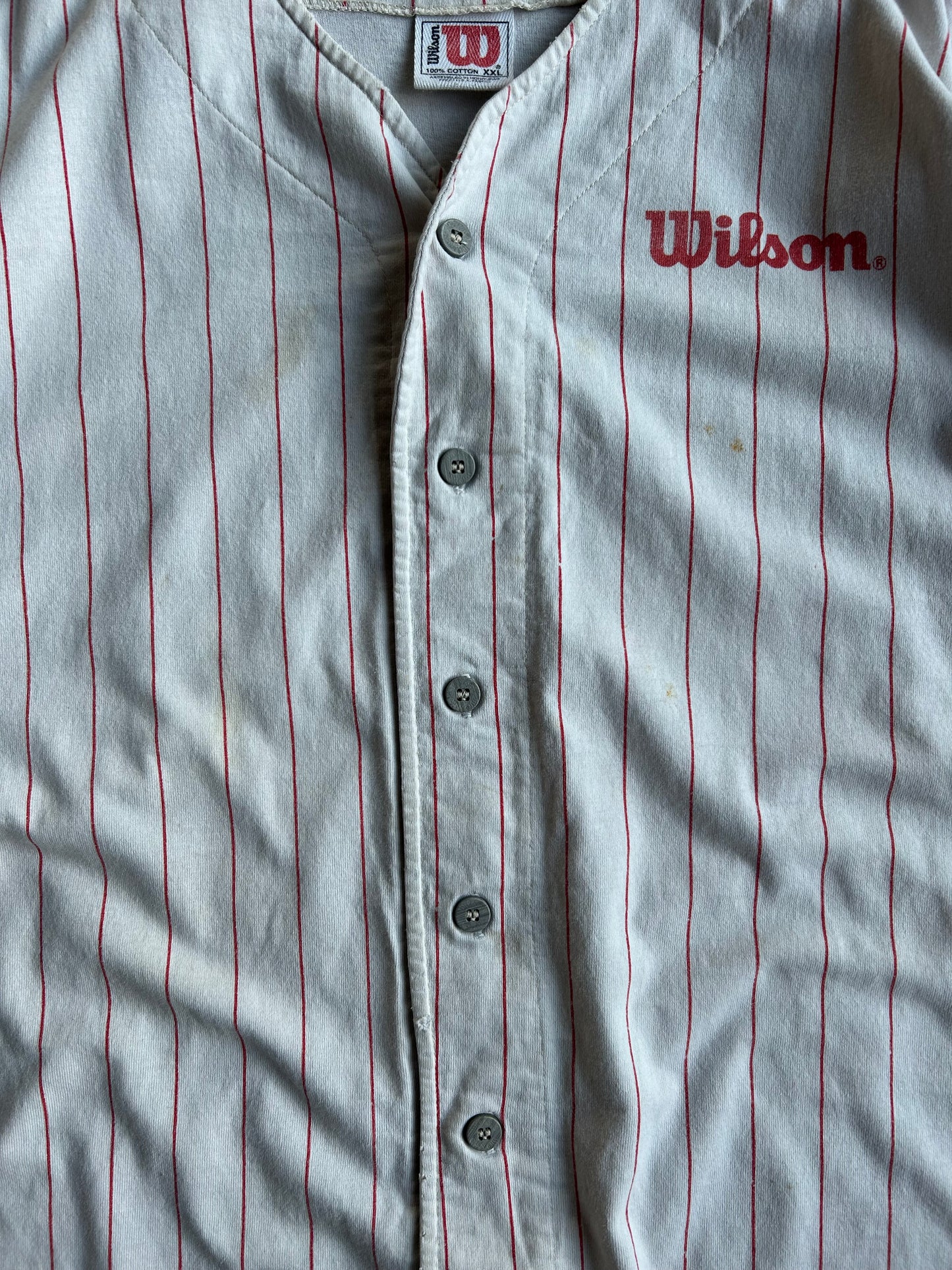 Vintage Wilson Crop Pinstripe Button Down Jersey - XL