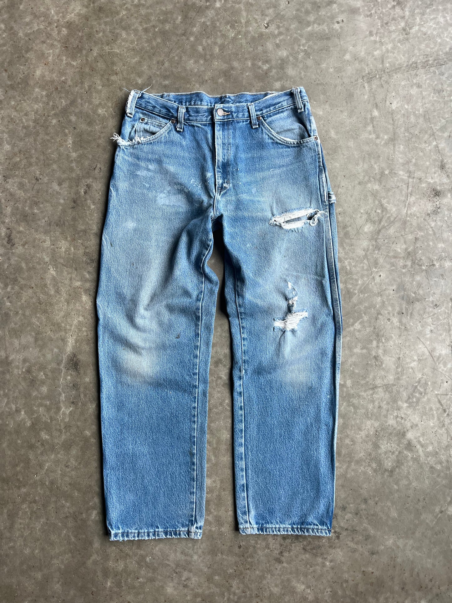 Vintage Medium Wash Distressed Dickies Carpenter Pants - 34