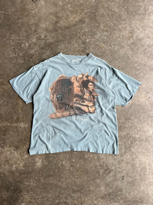 Vintage Sage Green Colorado Bison Shirt - XL