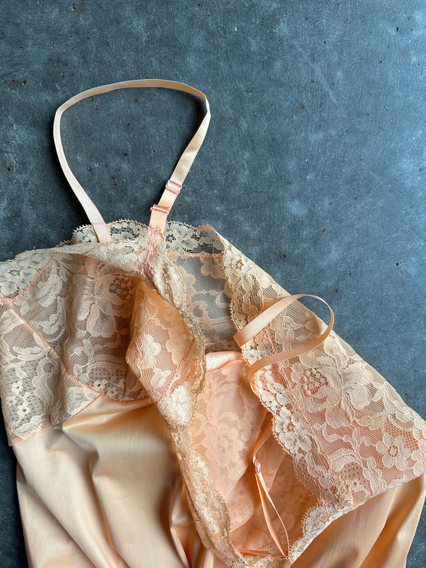 Vintage Orange Lace Slip Dress - M