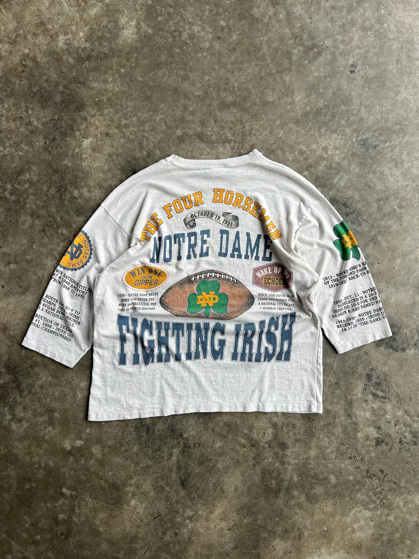 Vintage Notre Dame Fighting Irish Single Stitch Long Gone Shirt - XL