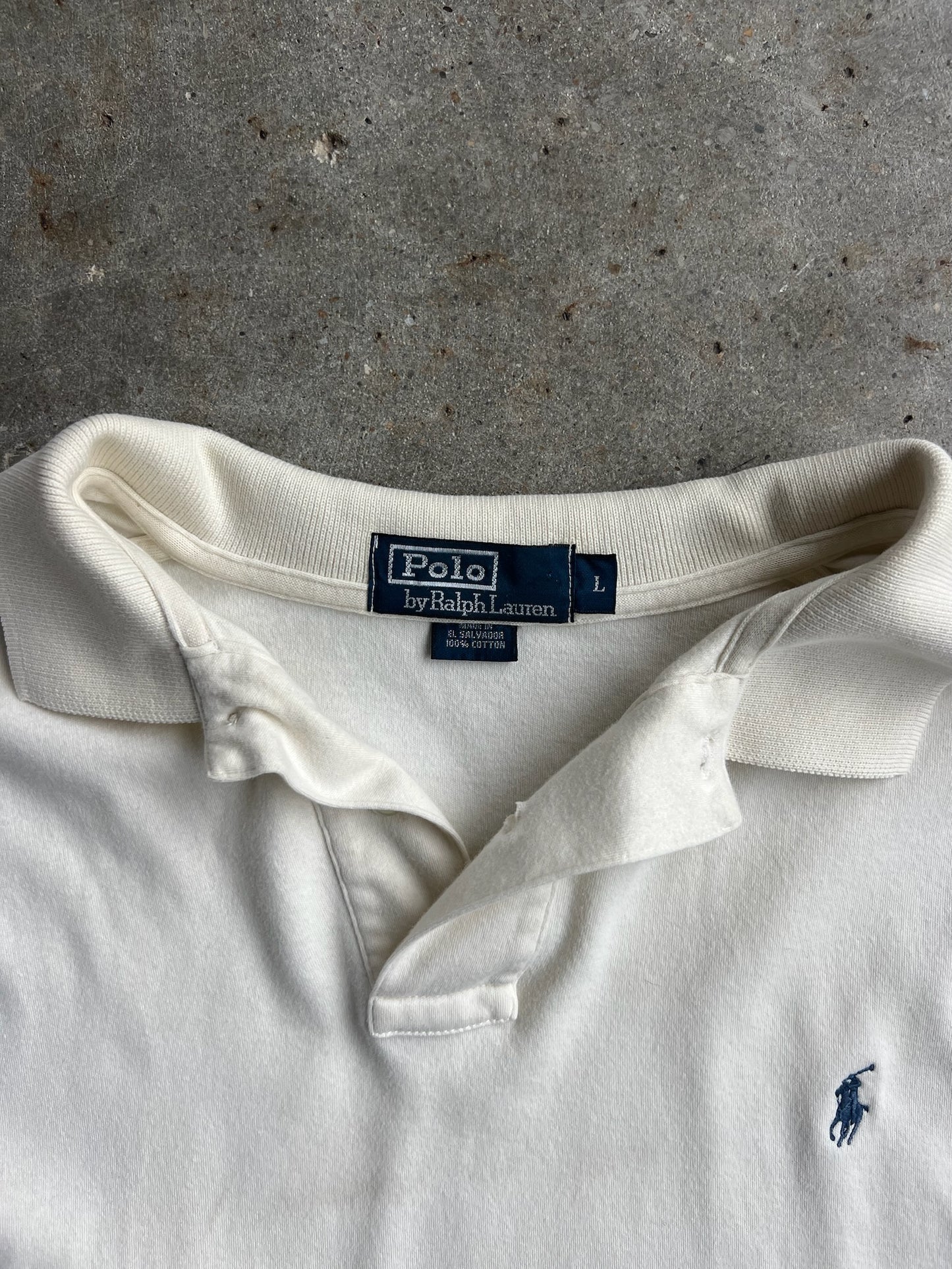 Vintage White Cropped Polo Ralph Lauren Shirt - L