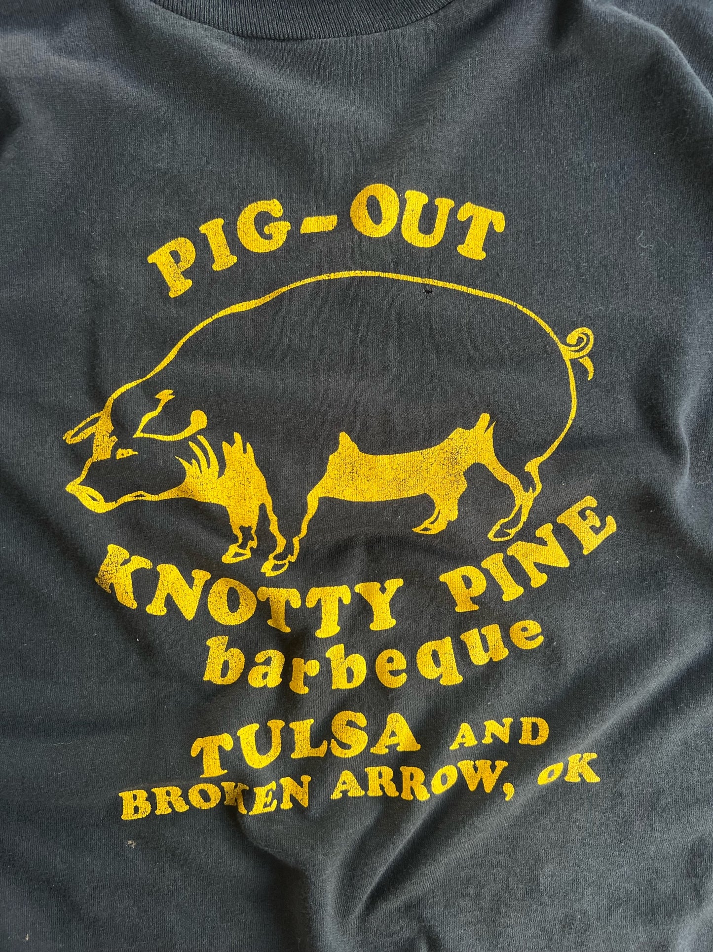 Vintage Pig Out Knotty Pine Bbq Shirt - XL