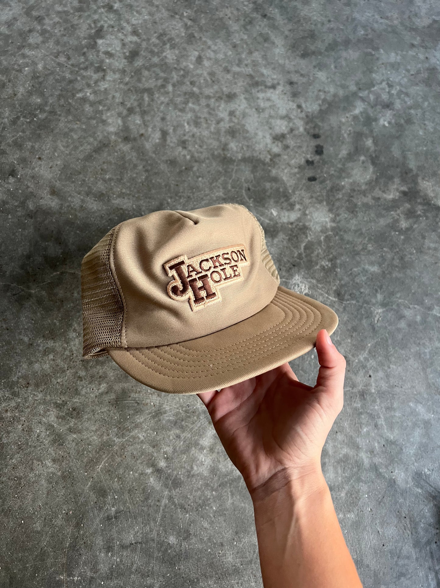 Vintage Tan Jackson Hole Trucker Hat