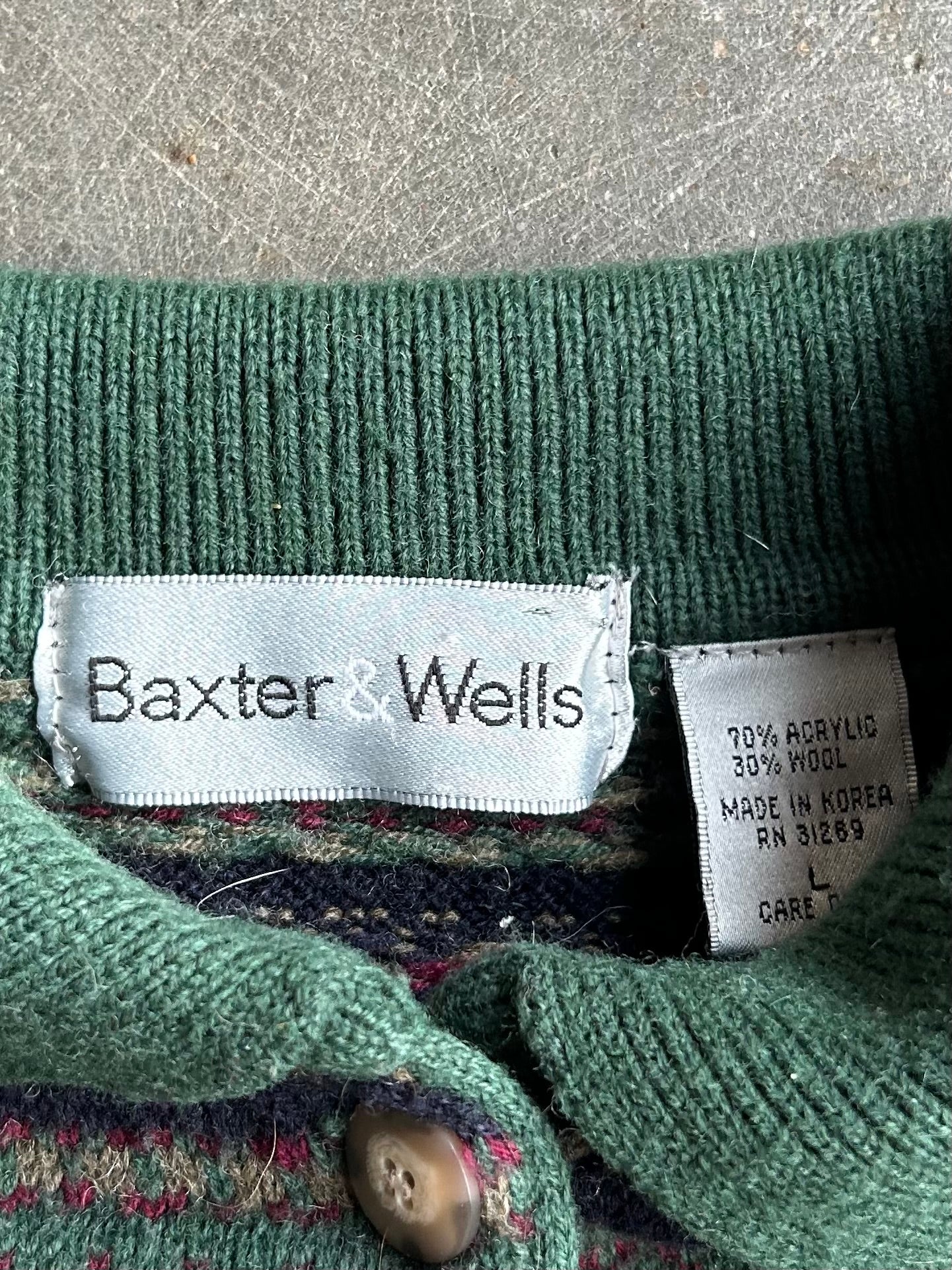 Vintage Baxter & Wells Button Up Sweater - L