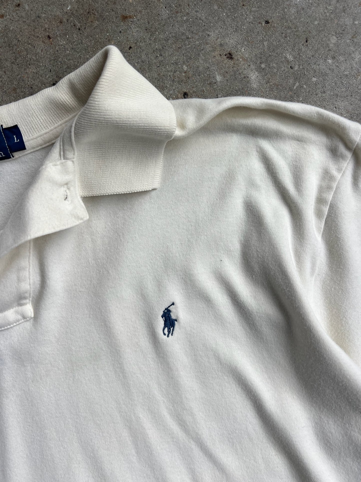 Vintage White Cropped Polo Ralph Lauren Shirt - L