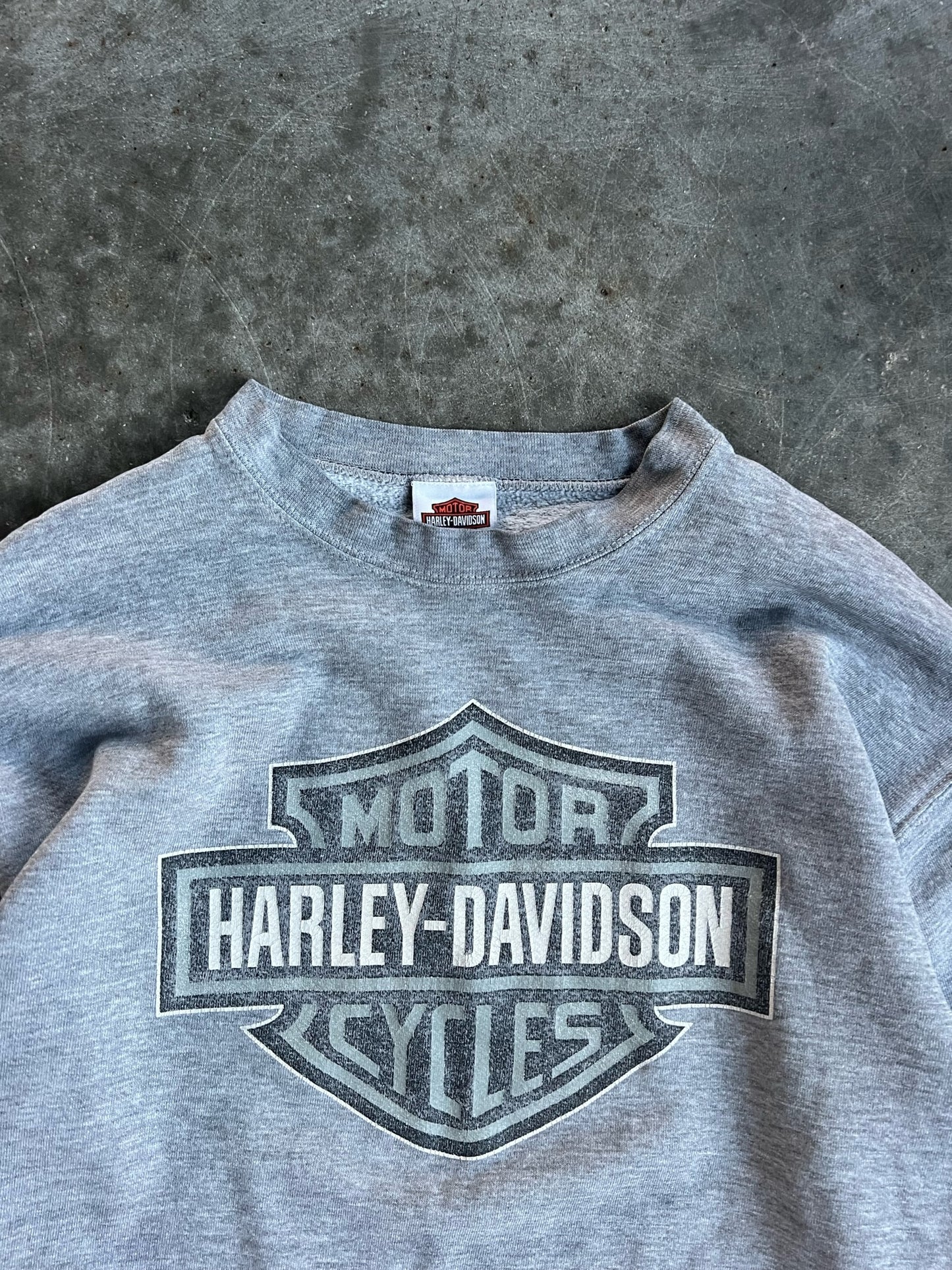 Vintage Grey Harley Davidson Motorcycles Crew - L