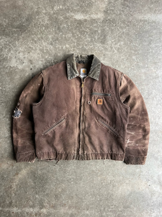 Vintage Brown Flannel Lined Carhartt Detroit Jacket - L