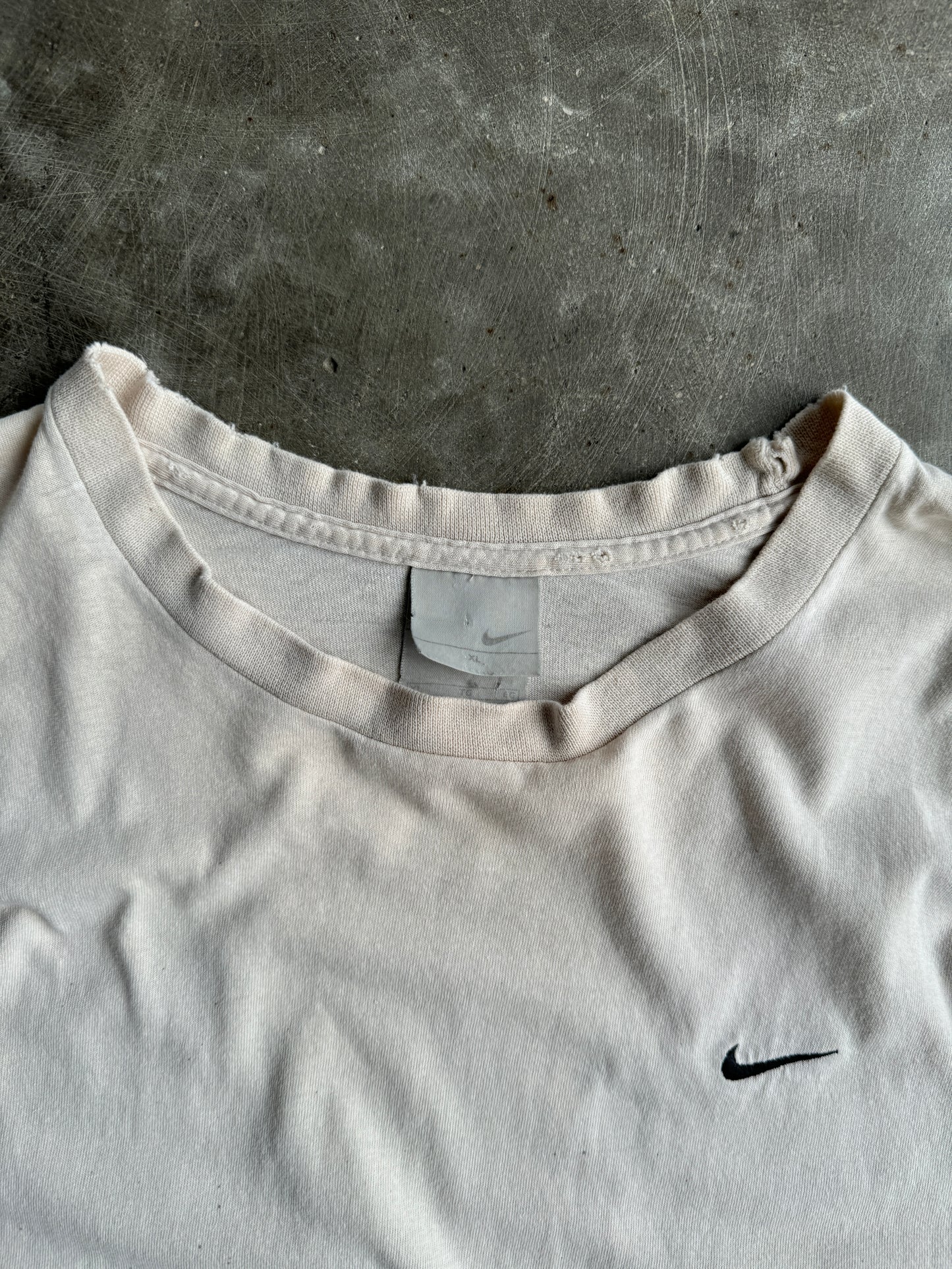 Vintage Cream Nike Mini Swoosh Shirt - XL