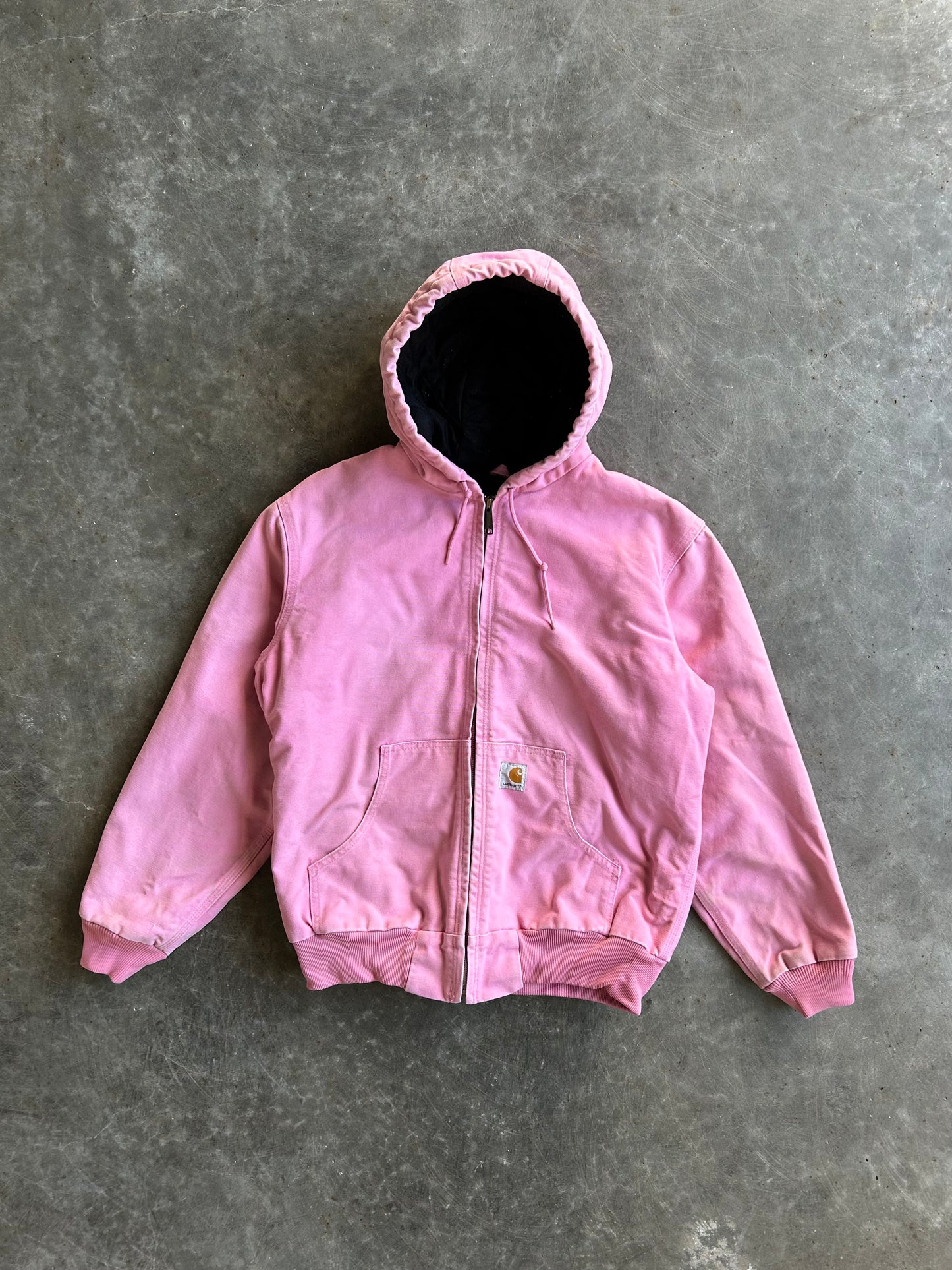 Vintage Baby Pink Hooded Carhartt Jacket - M