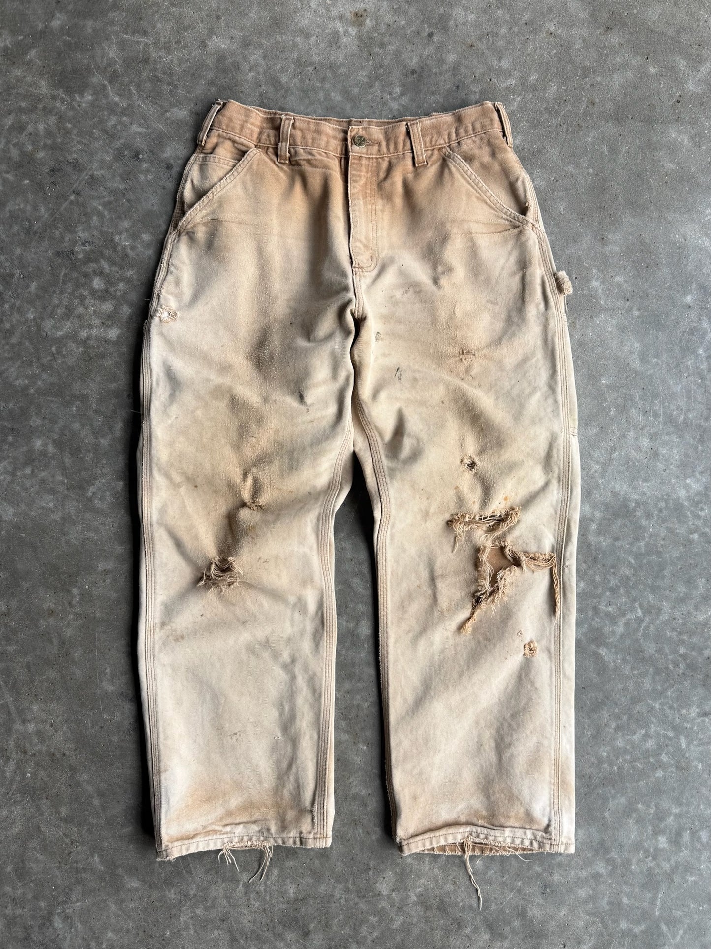 Vintage Tan Distressed Carhartt Carpenter Pants - 32