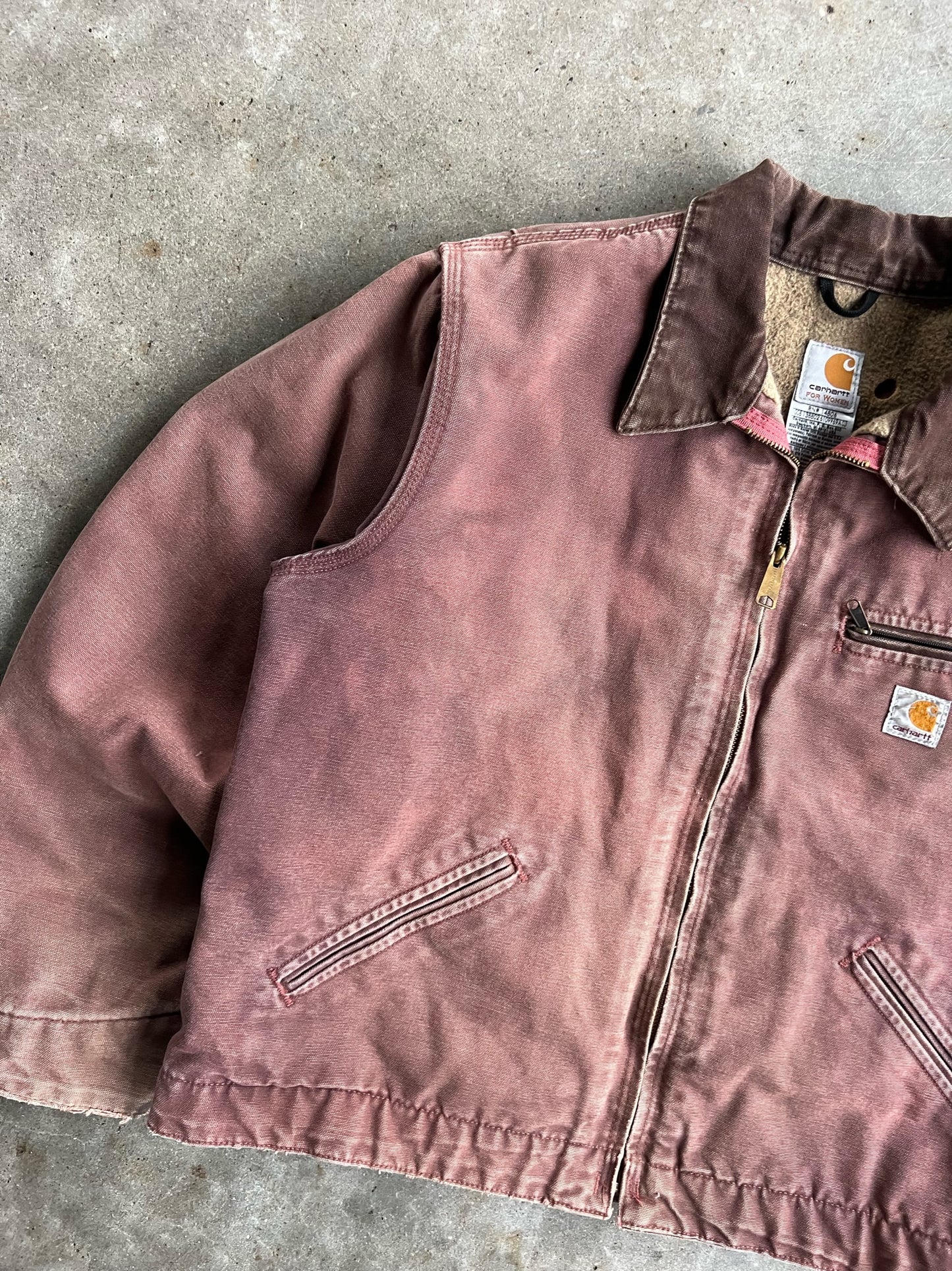 Vintage Faded Dusty Rose Flannel Lined Carhartt Detroit Jacket - XL