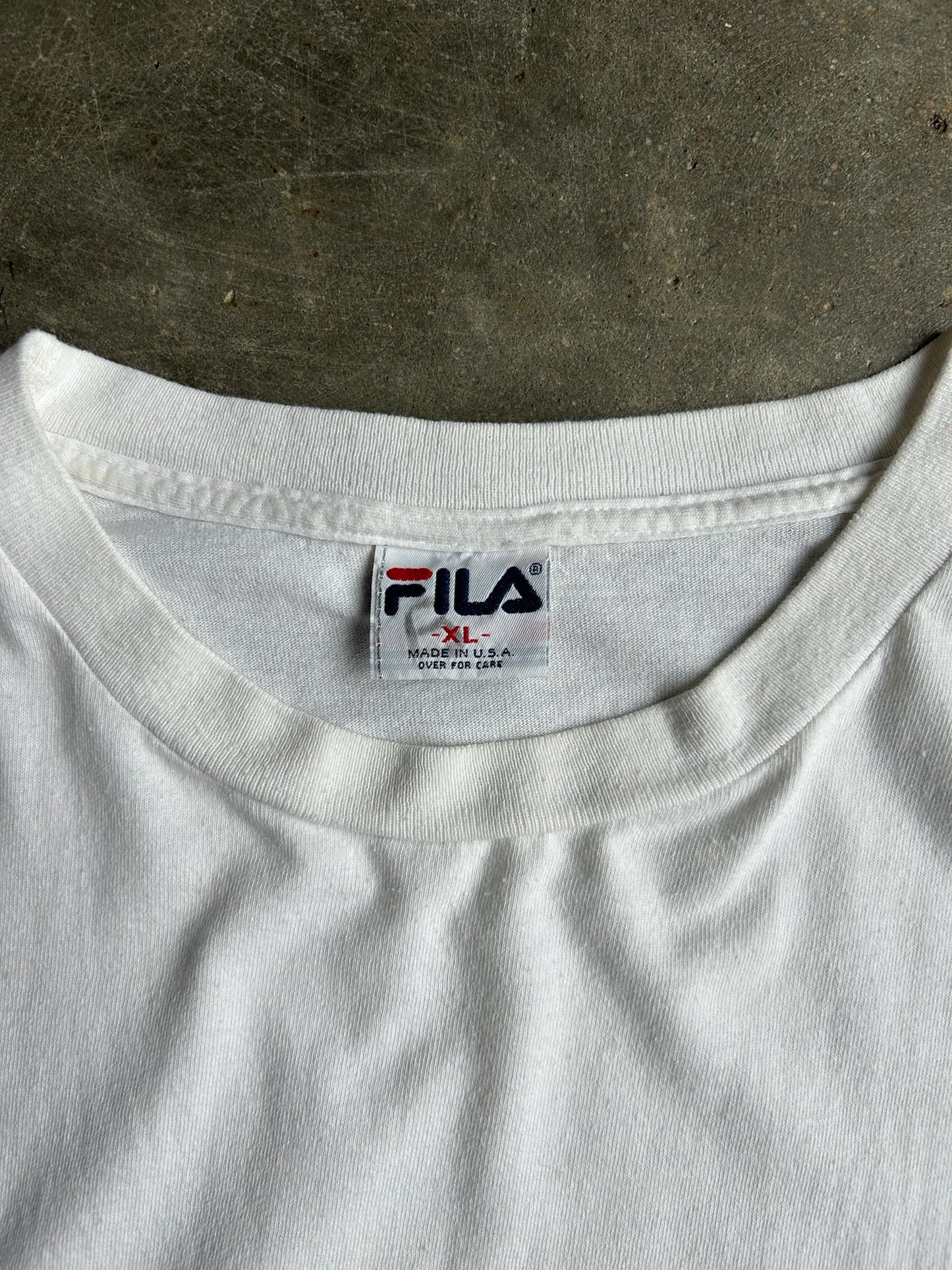 Vintage White Fila Embroidered Shirt - XL