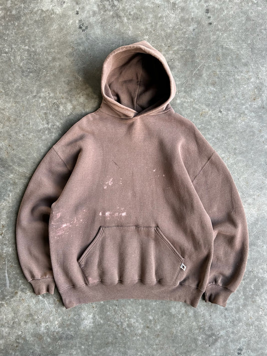 Vintage Faded Brown Blank Russell Hoodie - XL