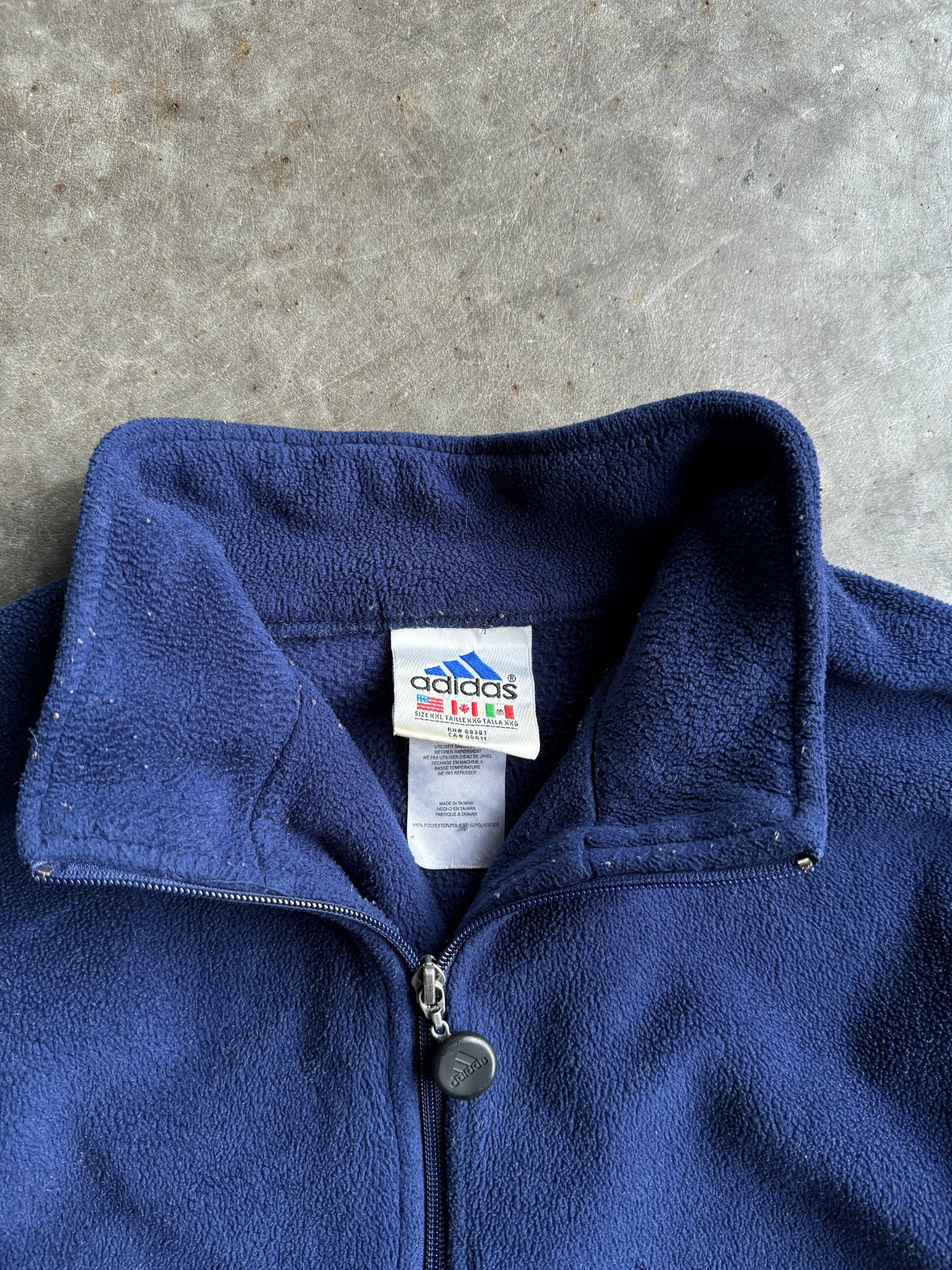 Vintage Navy Adidas Fleece Quarter Zip - XXL