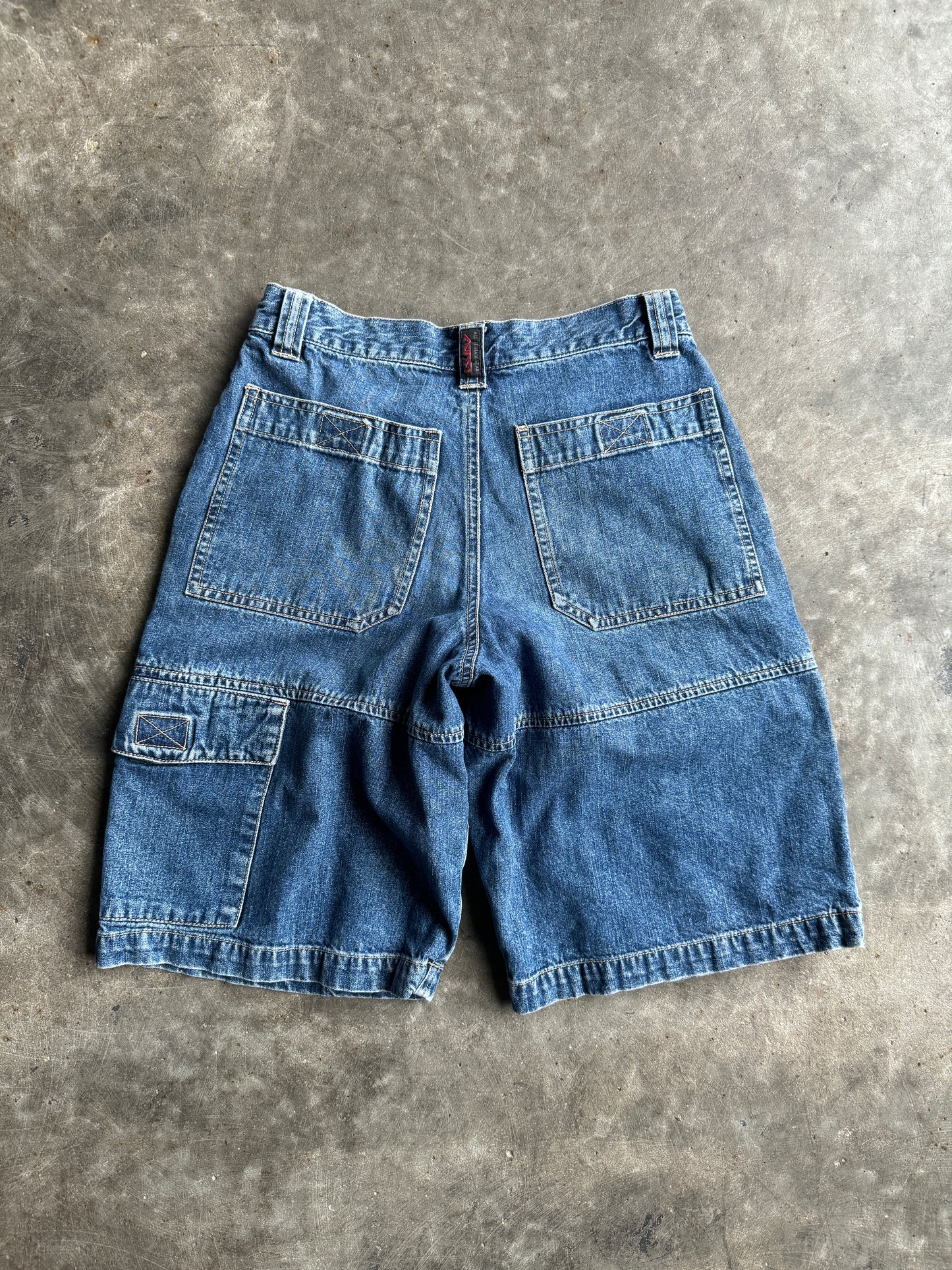 Vintage Dark Wash Denim Cargo Shorts - 26