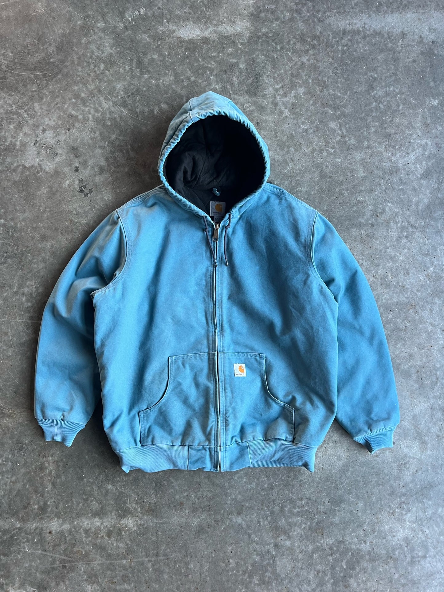 Vintage Teal Blue Hooded Carhartt Jacket - XL