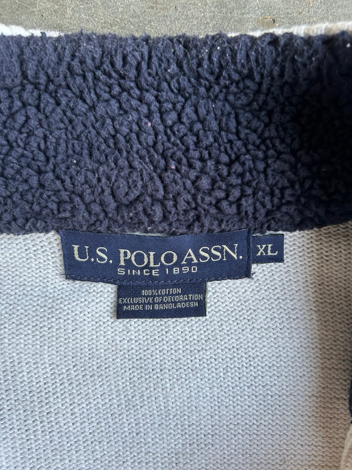 Vintage White U.S. Polo Assn. Quarter Zip Sweater - XL