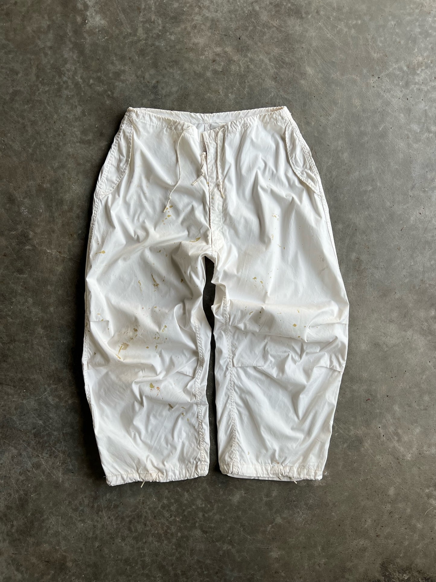 Vintage Cream Painted Parachute Pants - M