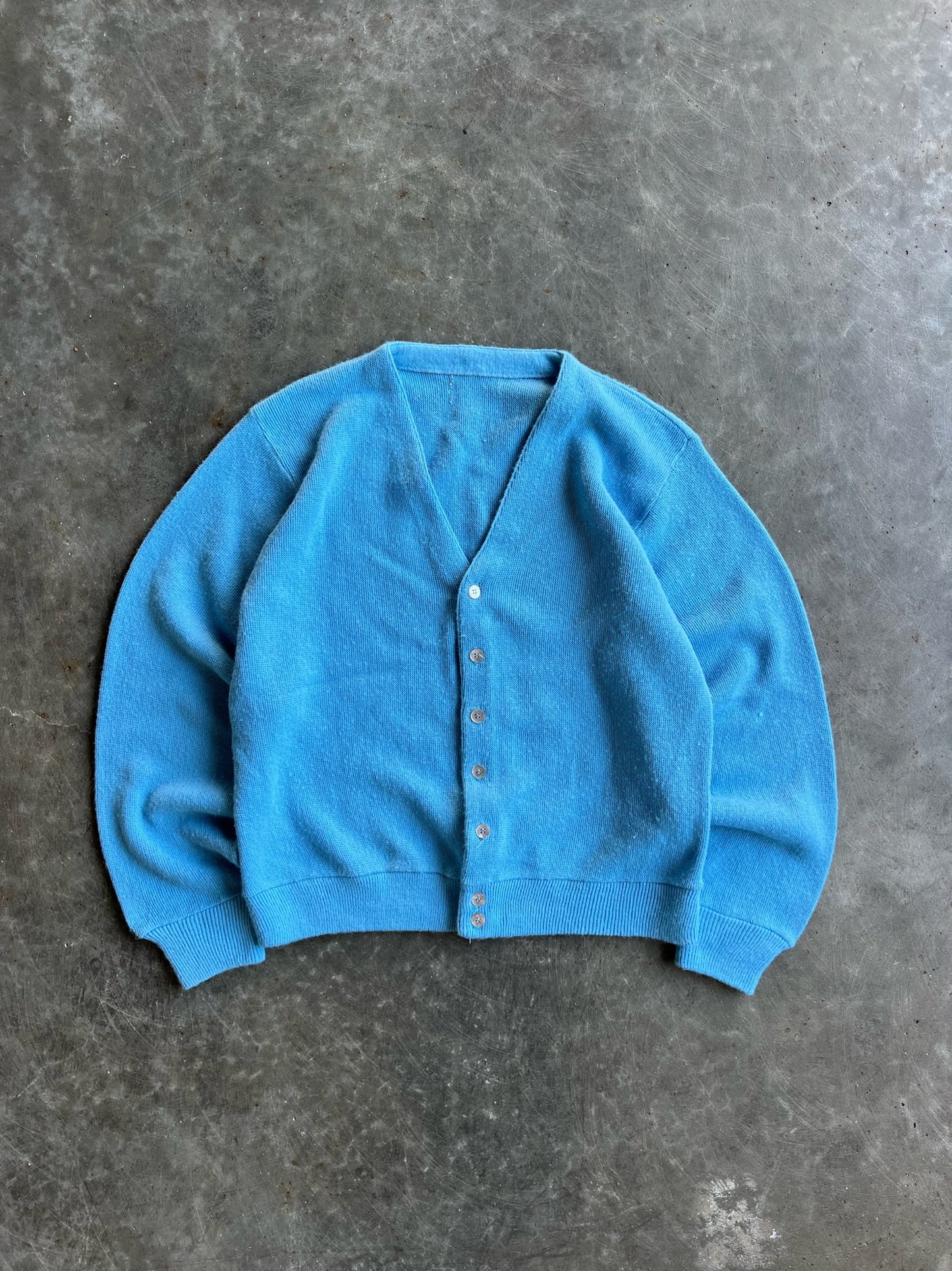 Vintage Sky Blue Knit Cardigan - L