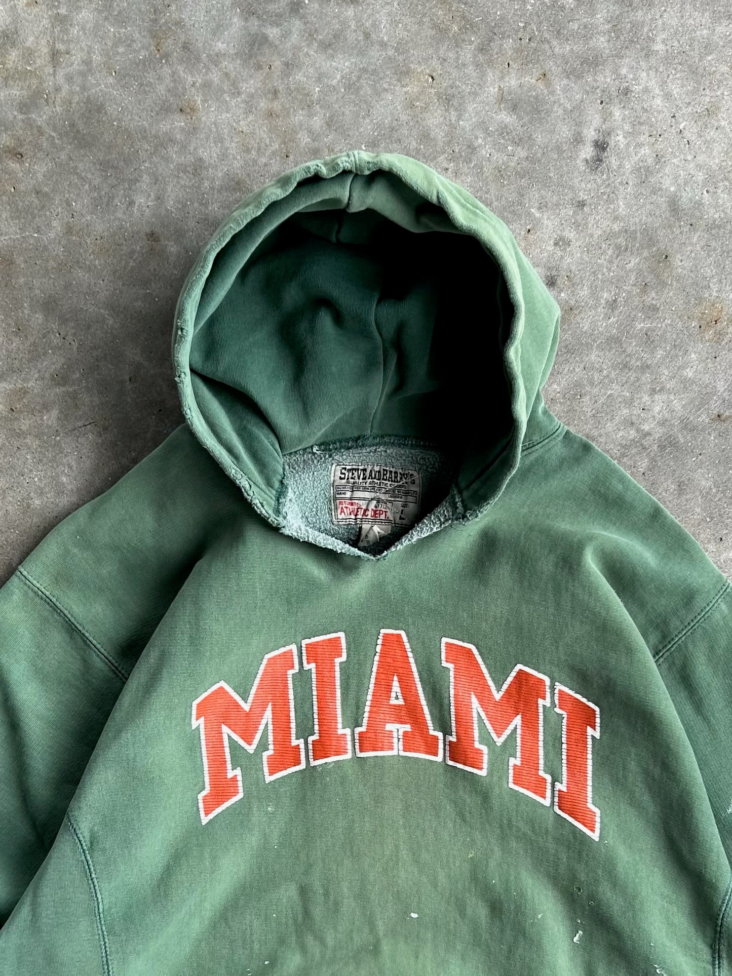 Vintage Green Miami Distressed Hoodie - L