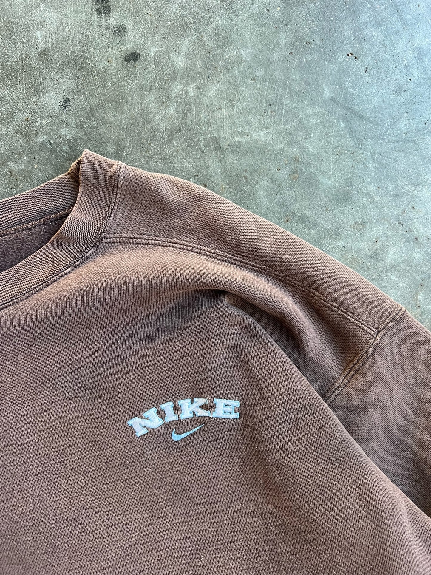 Vintage Brown Embroidered Nike Crew - XL