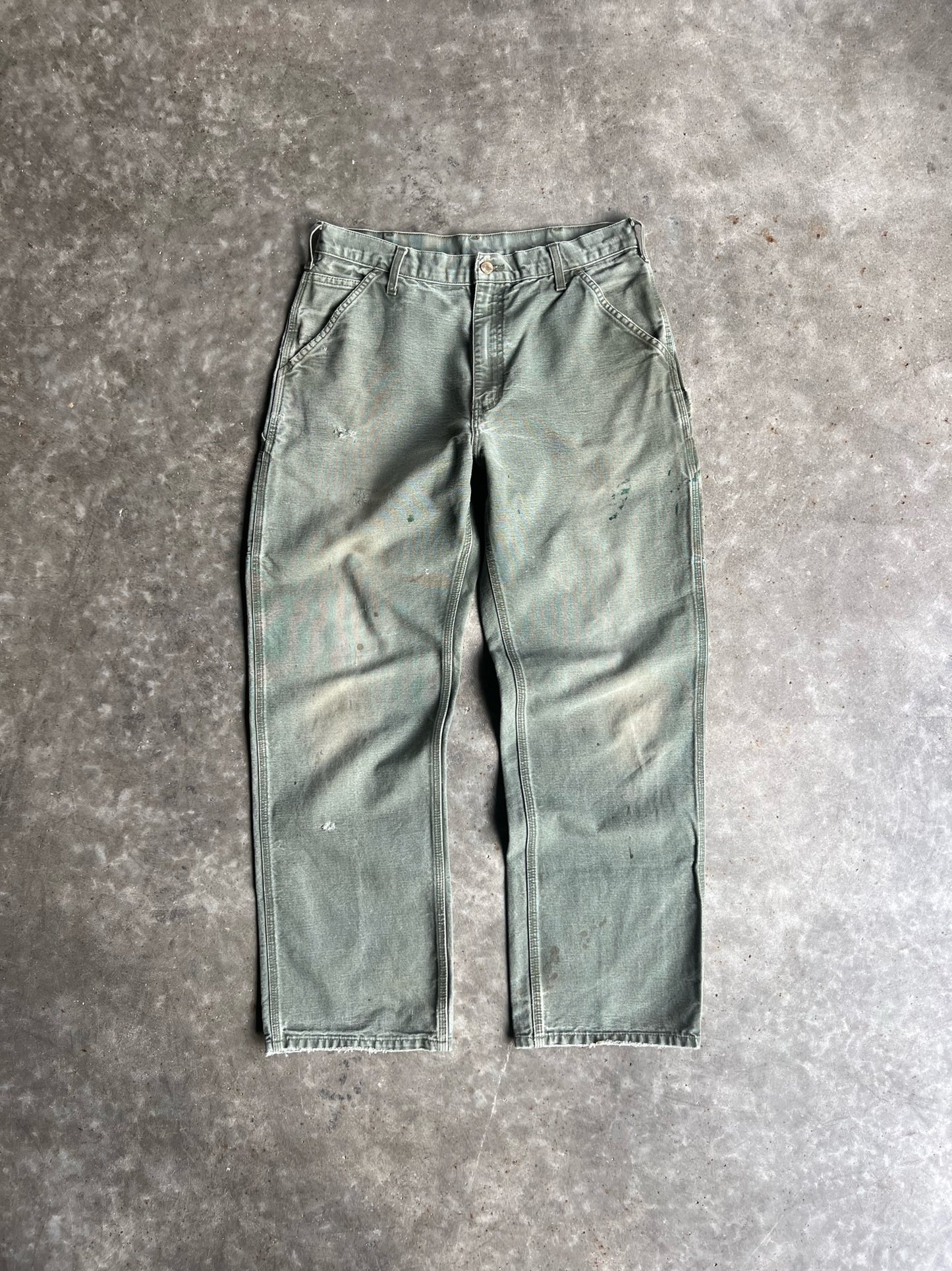 Vintage Faded Green Carhartt Carpenter Pants - 32