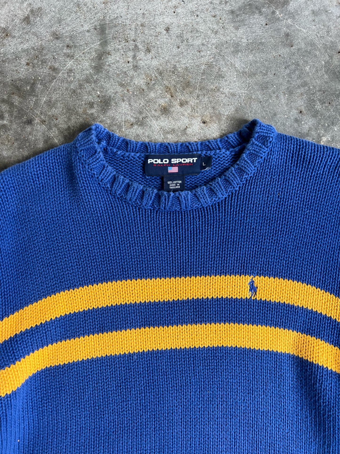 Vintage Blue Polo Sweater - L