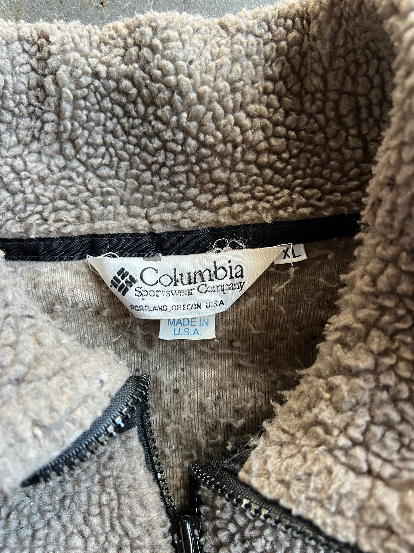 Vintage Brown Fleece Columbia Quarter Zip - XL