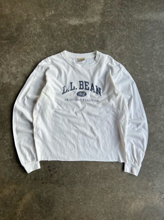 Vintage White Cropped LL. Bean Long Sleeve Shirt - M