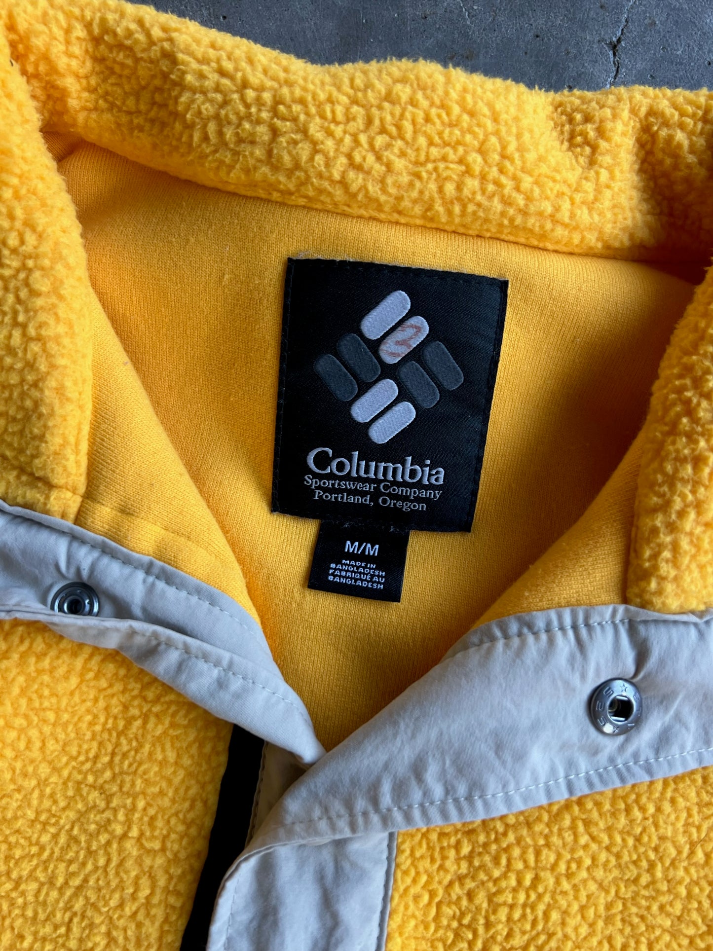 Vintage Yellow Fleece Columbia T Snap - M