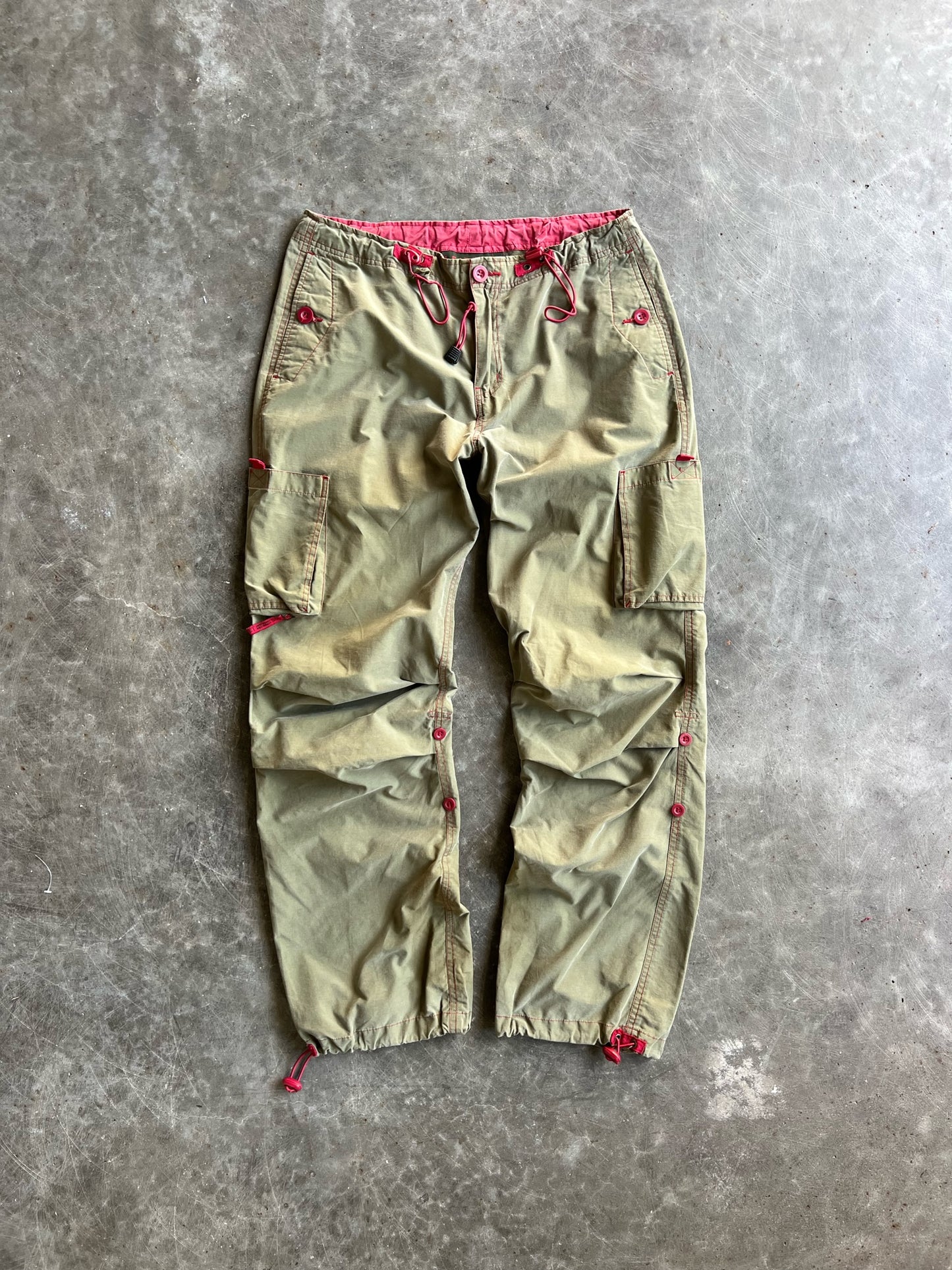 Vintage LEI Olive Green/Red Cargo Pants - M