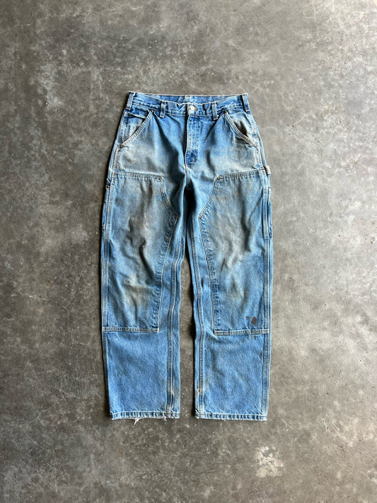 Vintage Faded Medium Wash Carhartt Double Knee Pants - 32