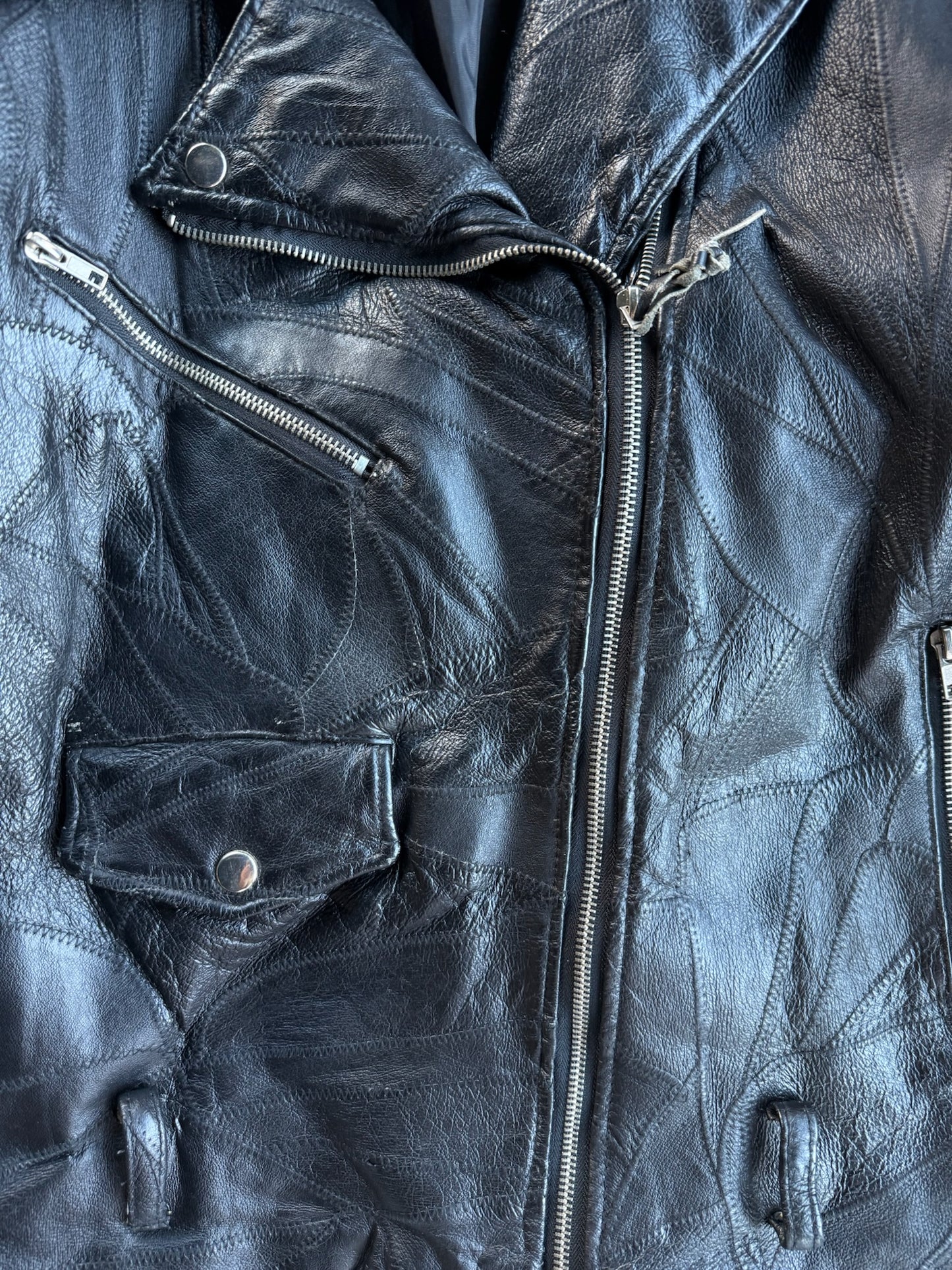 Vintage Black Biker Leather Jacket - L