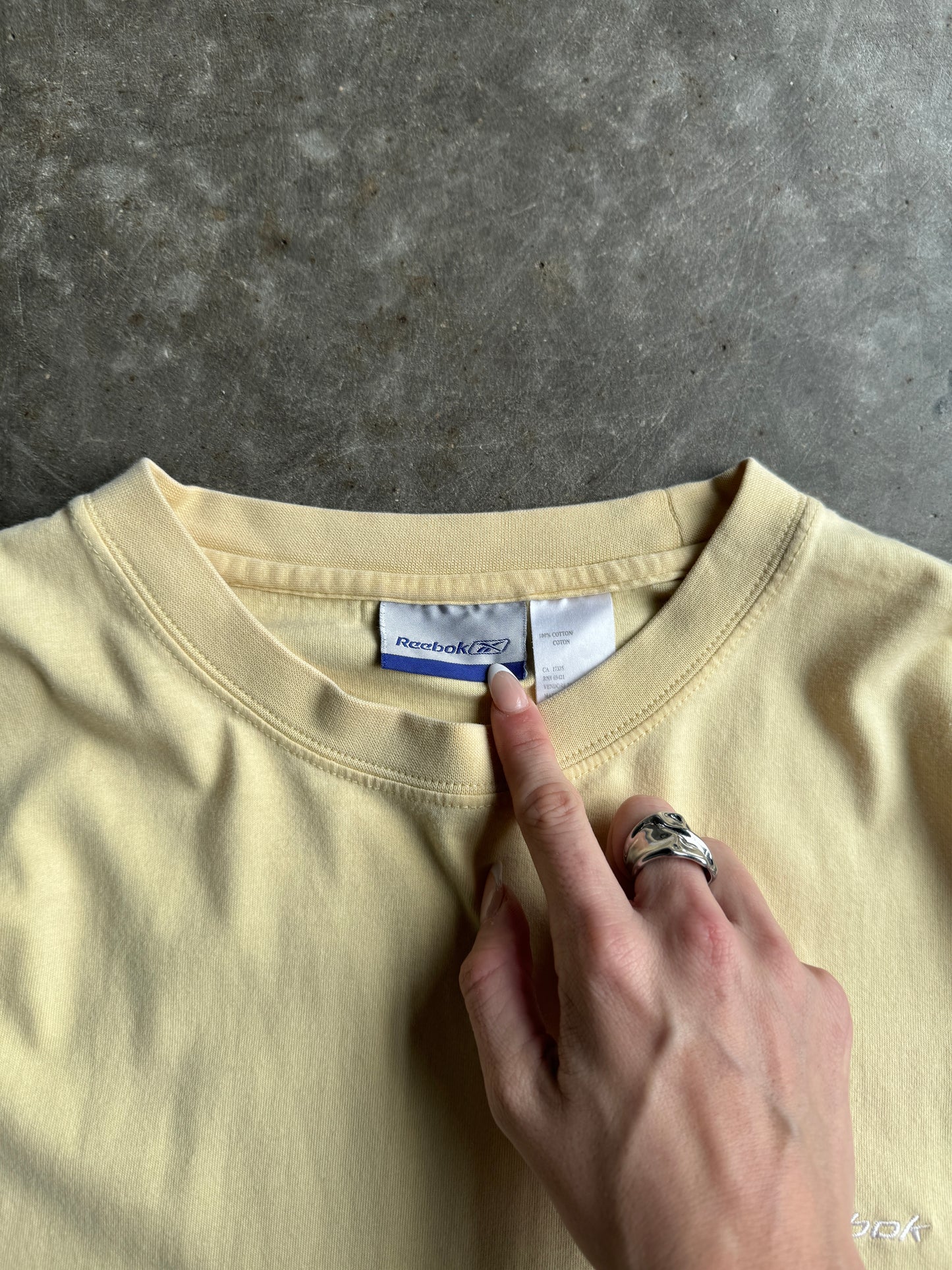 Vintage Yellow Cropped Reebok Tee - L