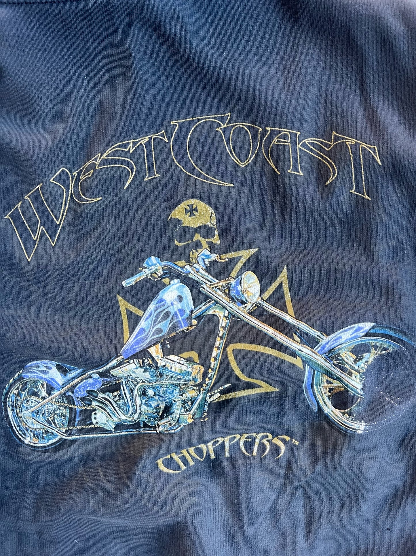 Vintage Navy Distressed West Coast Choppers Jesse James Hoodie - XL