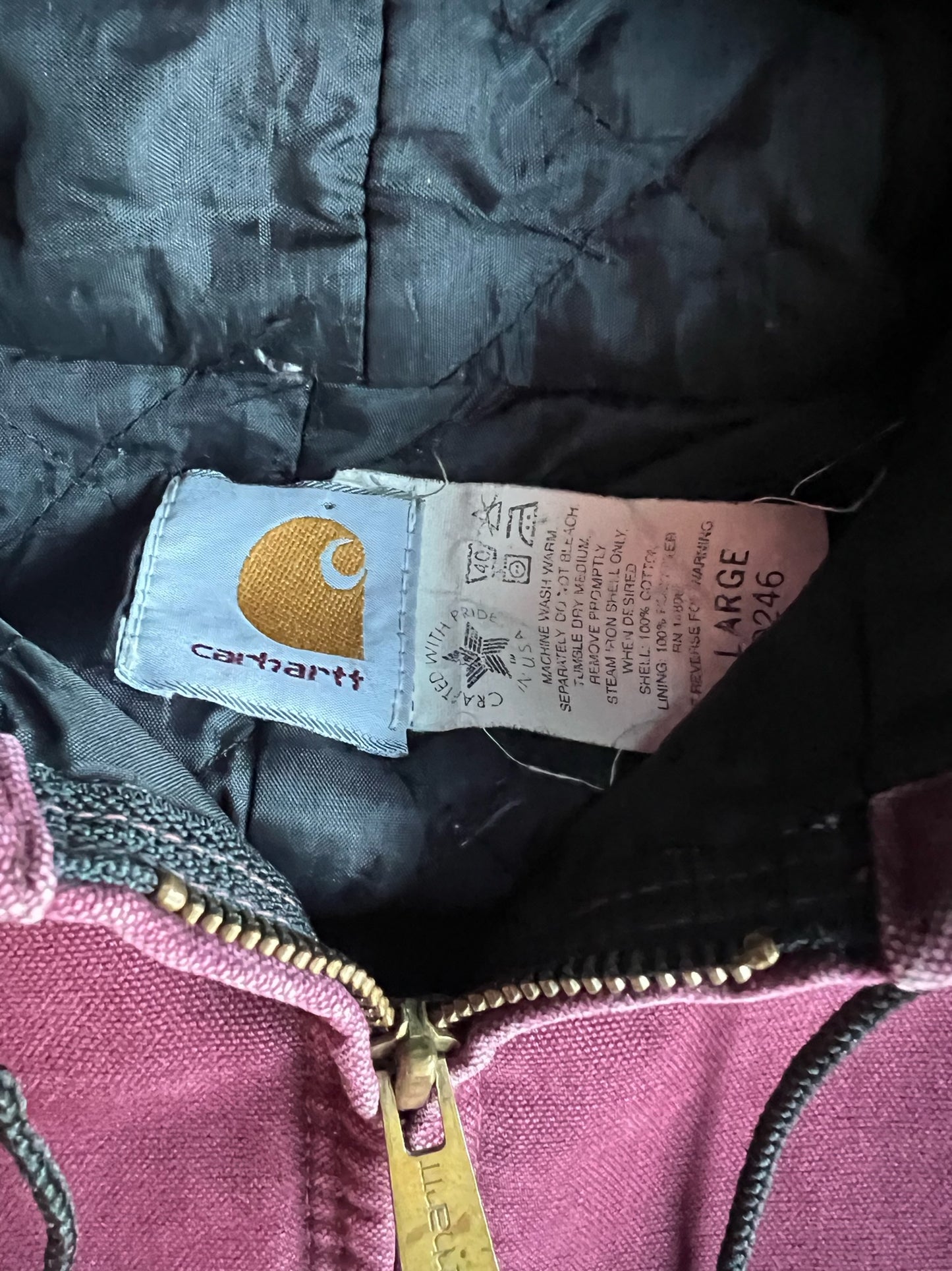 Vintage Burgundy Hooded Carhartt Jacket - L