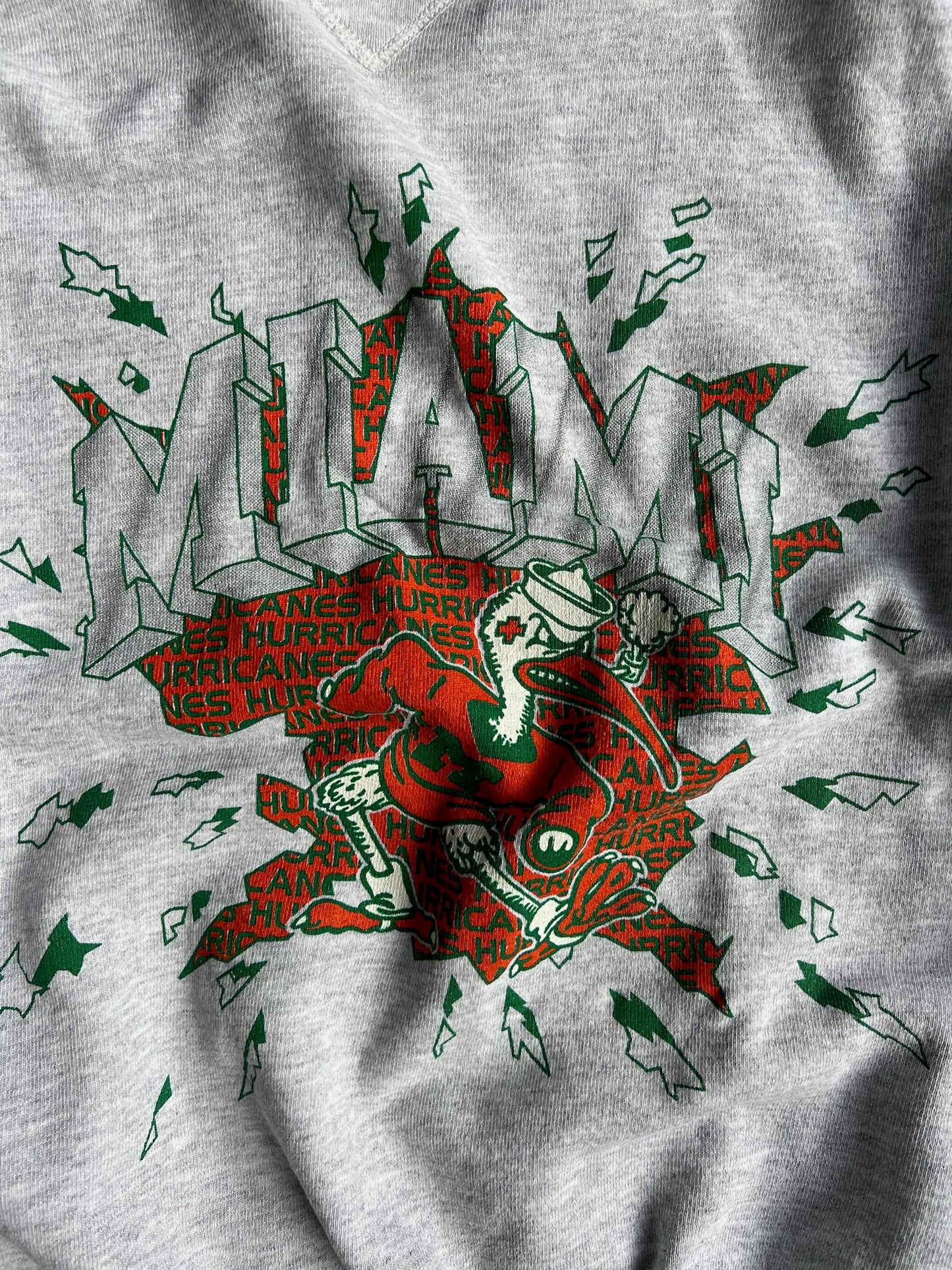 Vintage Light Grey Miami Hurricanes Crew - L