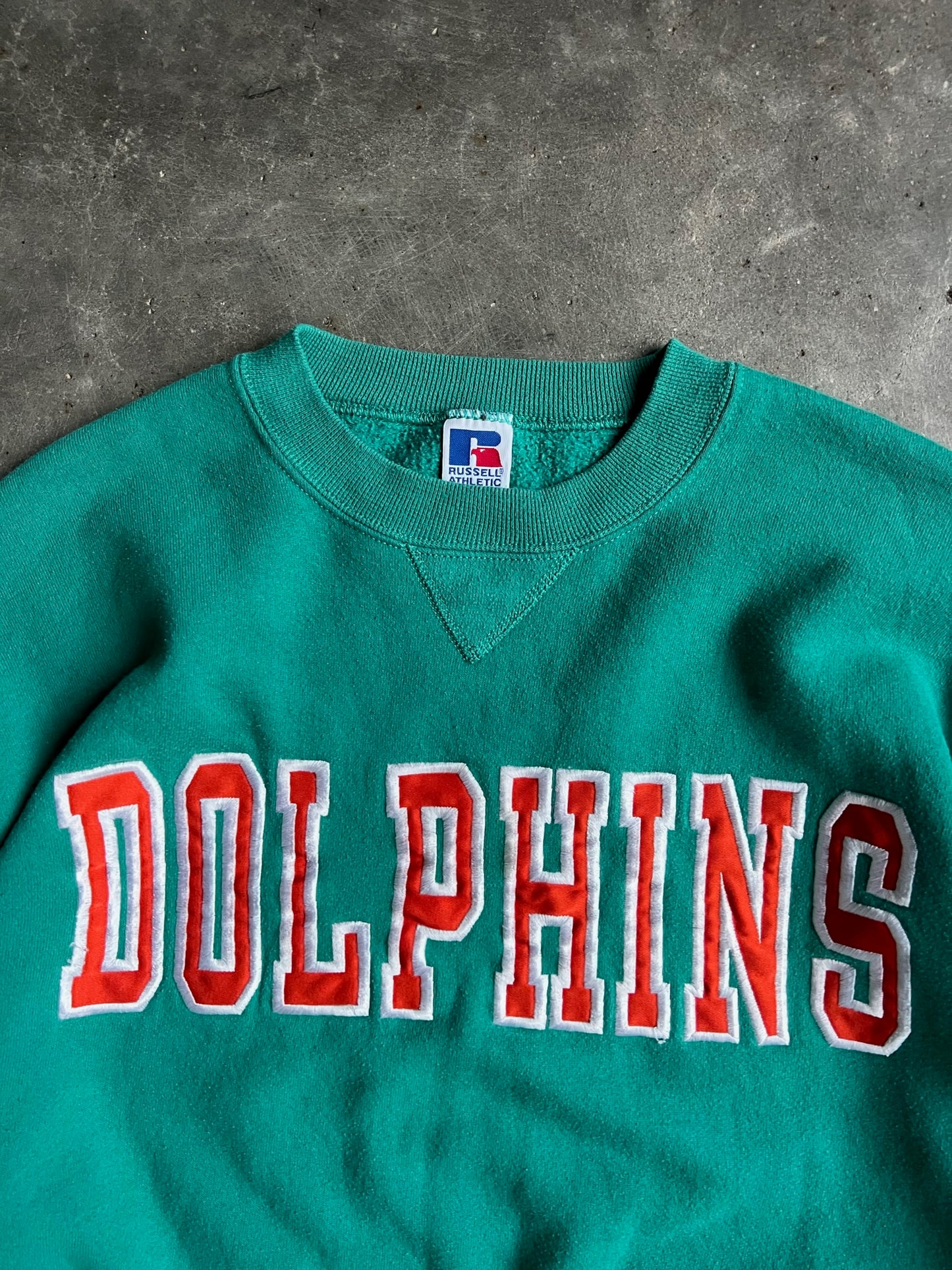 Vintage Teal Miami Dolphins Crew - L