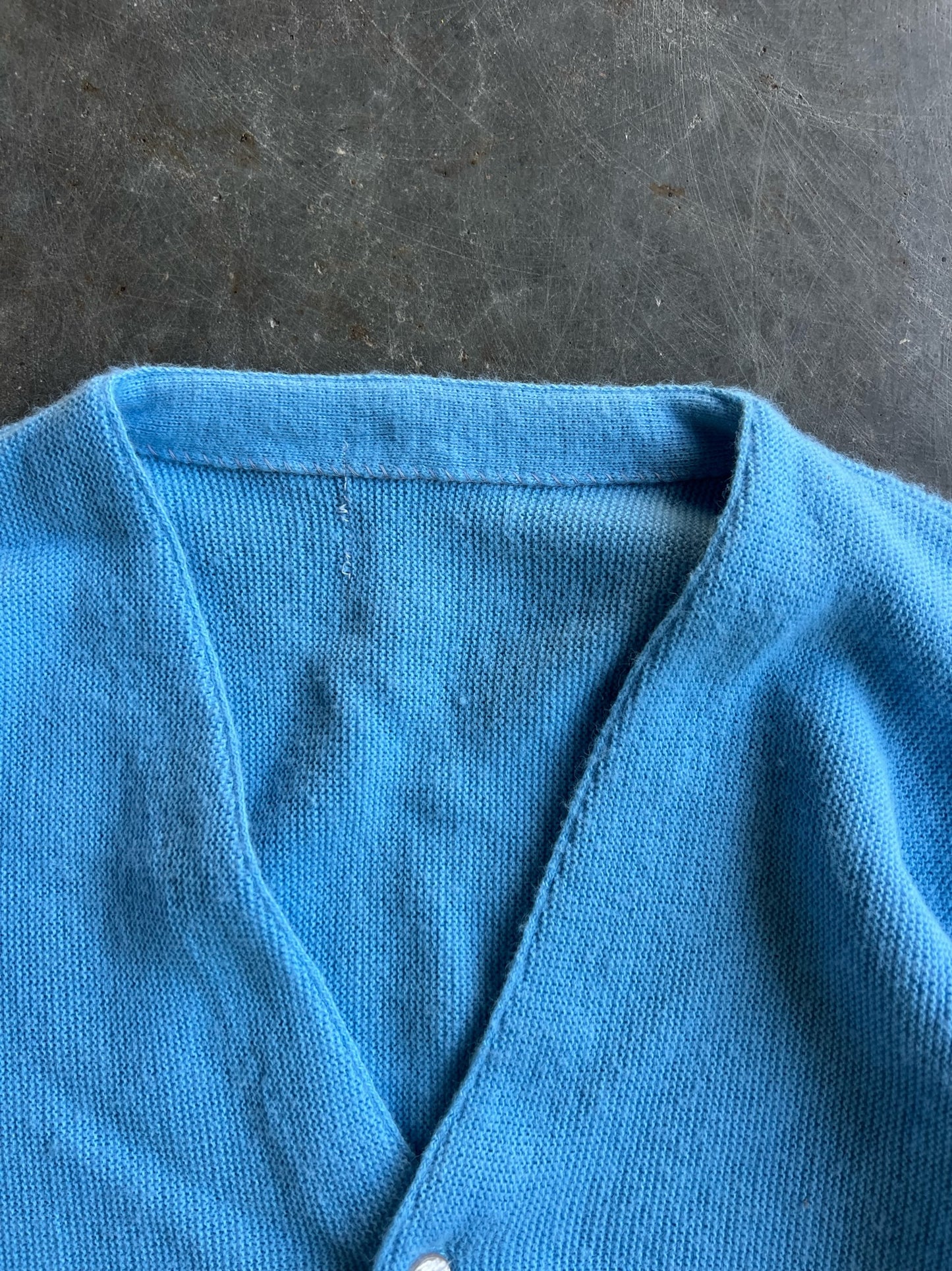 Vintage Sky Blue Knit Cardigan - L