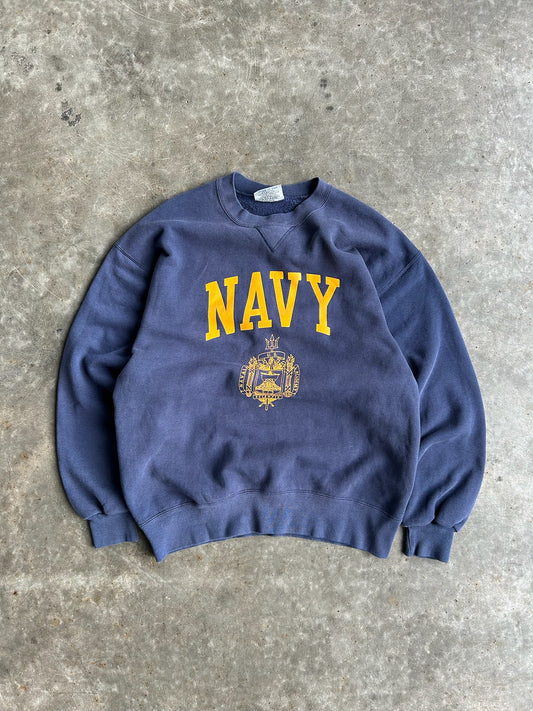 Vintage Navy Gear Crew - L