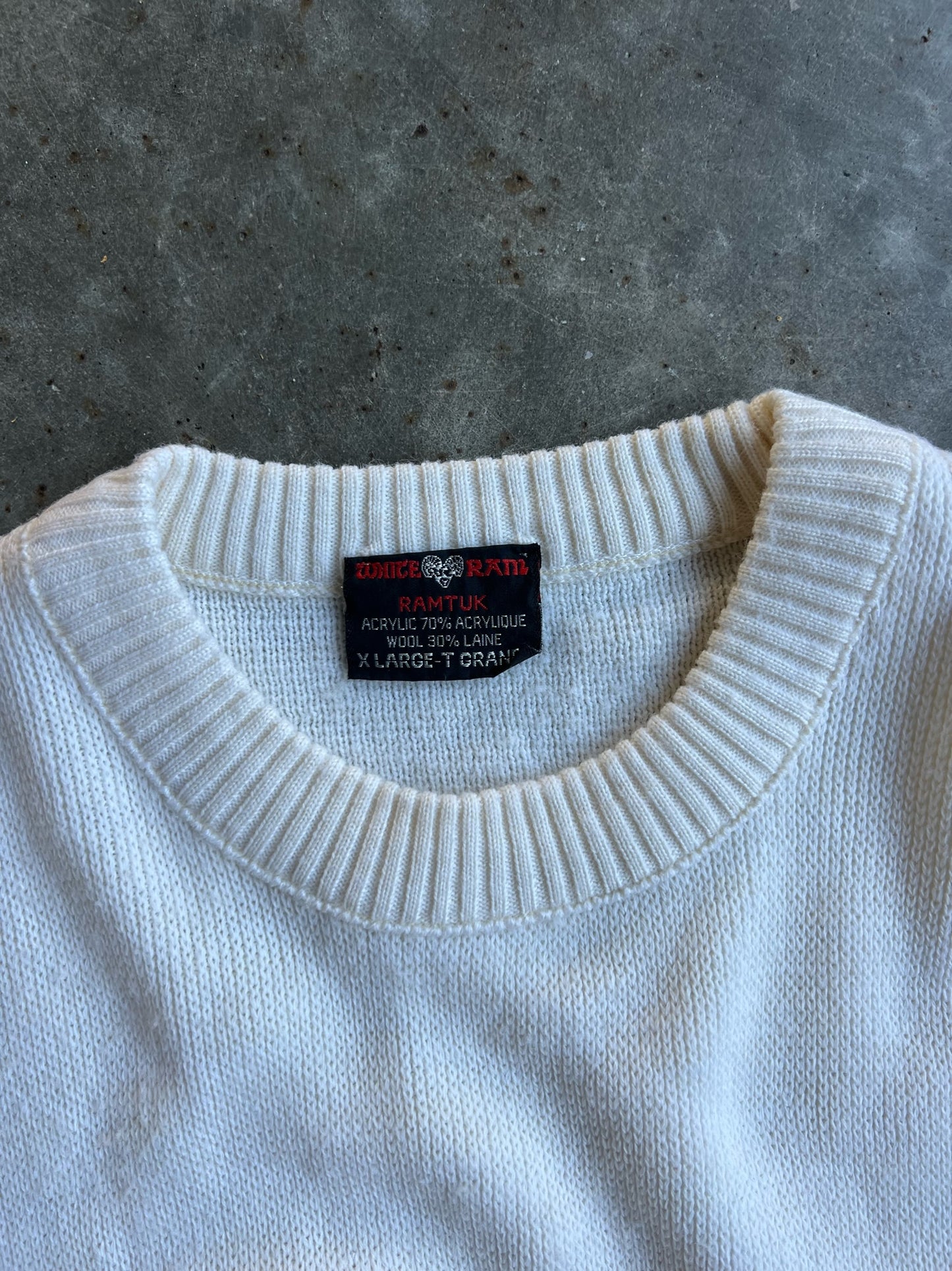 Vintage White Jeep Patch Sweater - XL