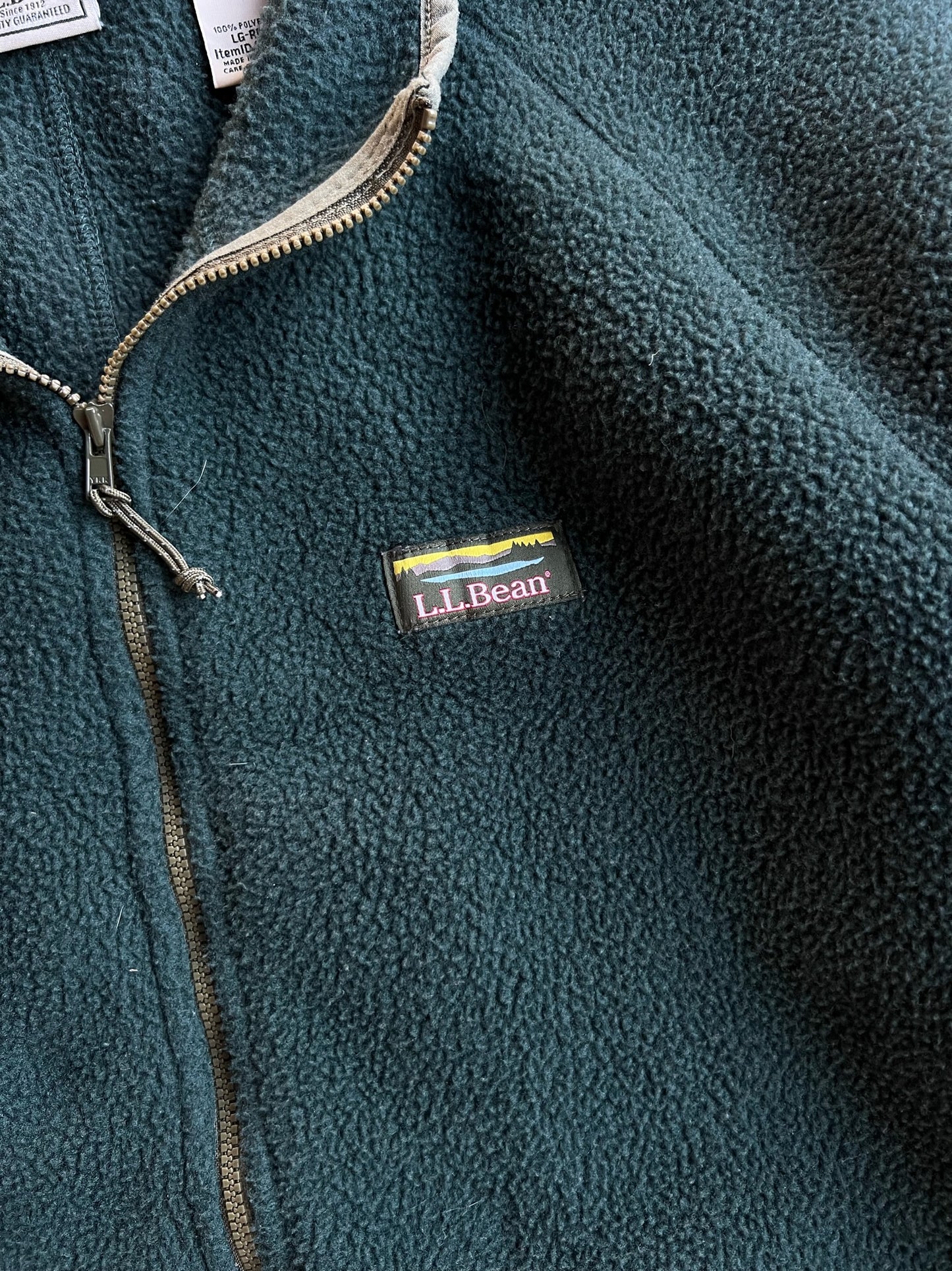 Vintage Dark Green Fleece LL. Bean Zip Up - L