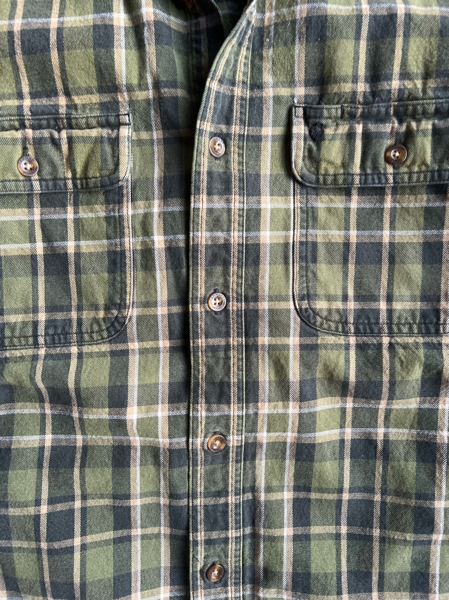 Vintage Green Cropped Carhartt Flannel - M