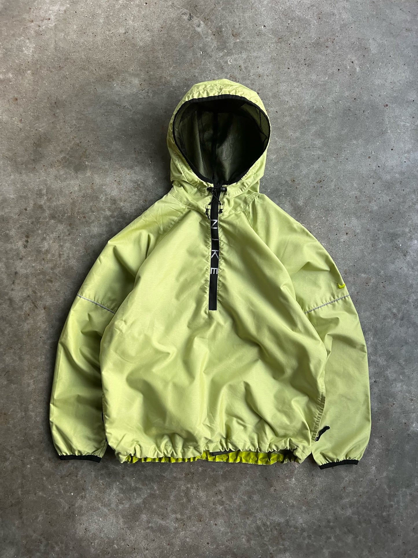 Vintage Lime Green Hooded Nike Quarter Zip - L