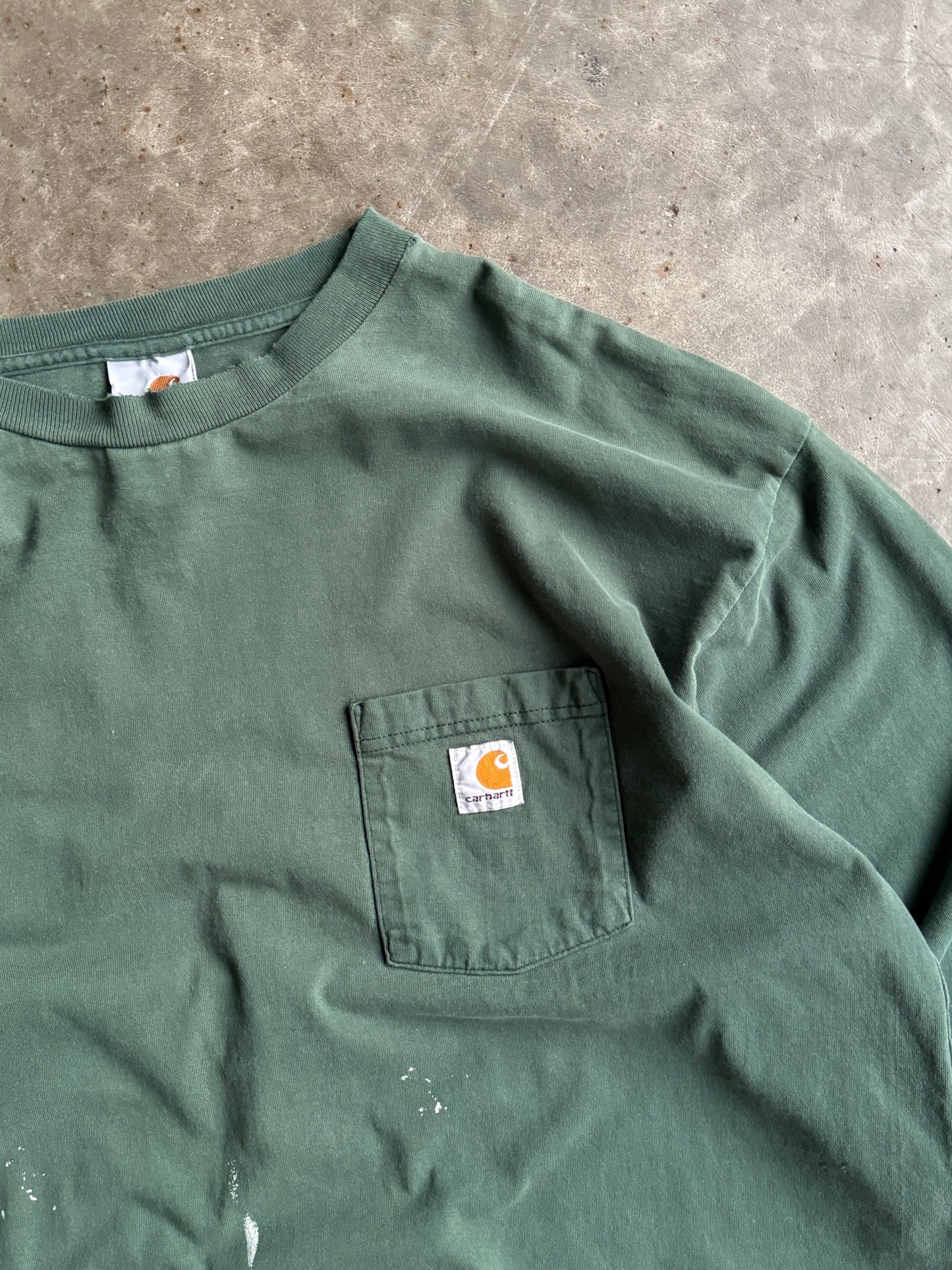 Vintage Green Carhartt Long Sleeve Shirt - XL