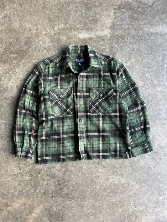 Vintage Green Cropped Moose Creek Flannel - M