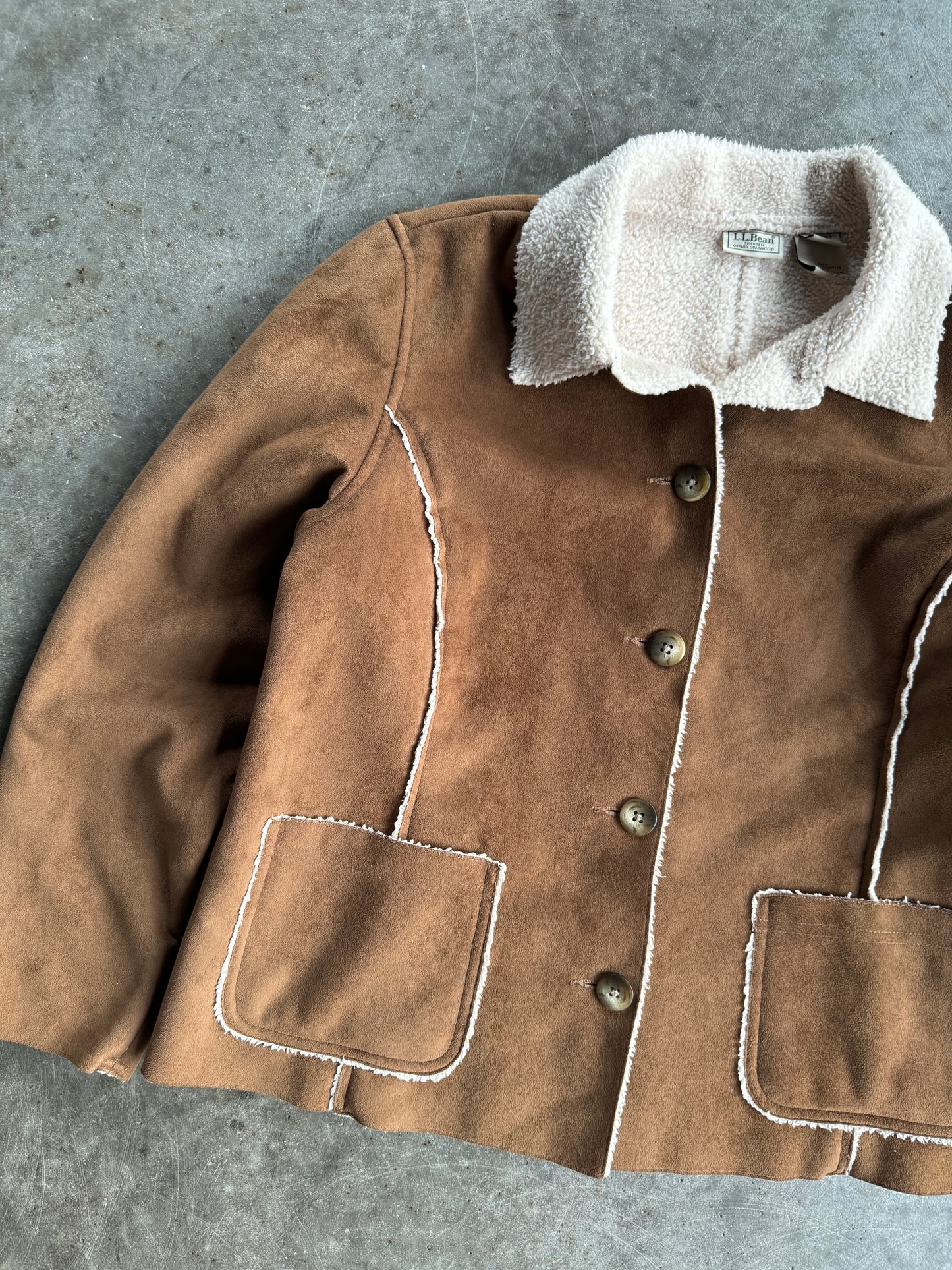 Vintage LL Bean Fleece Lined Suede Jacket - L