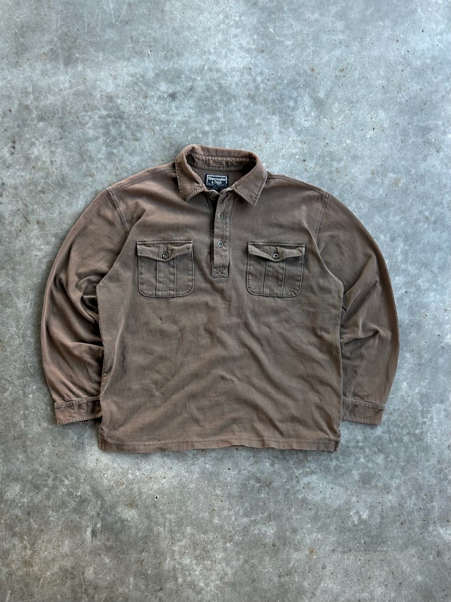 Vintage Brown Abercrombie & Fitch Long Sleeve Polo - XL