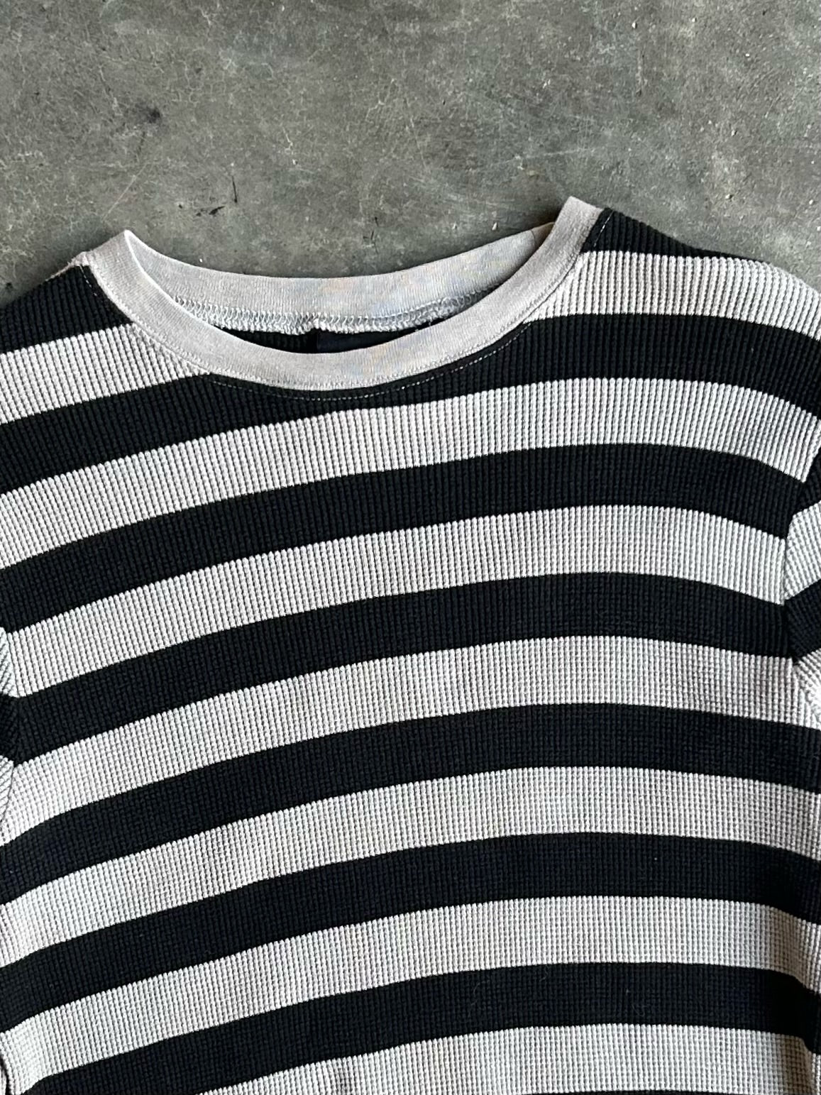 Vans Black/Grey Striped Thermal Long Sleeve - S